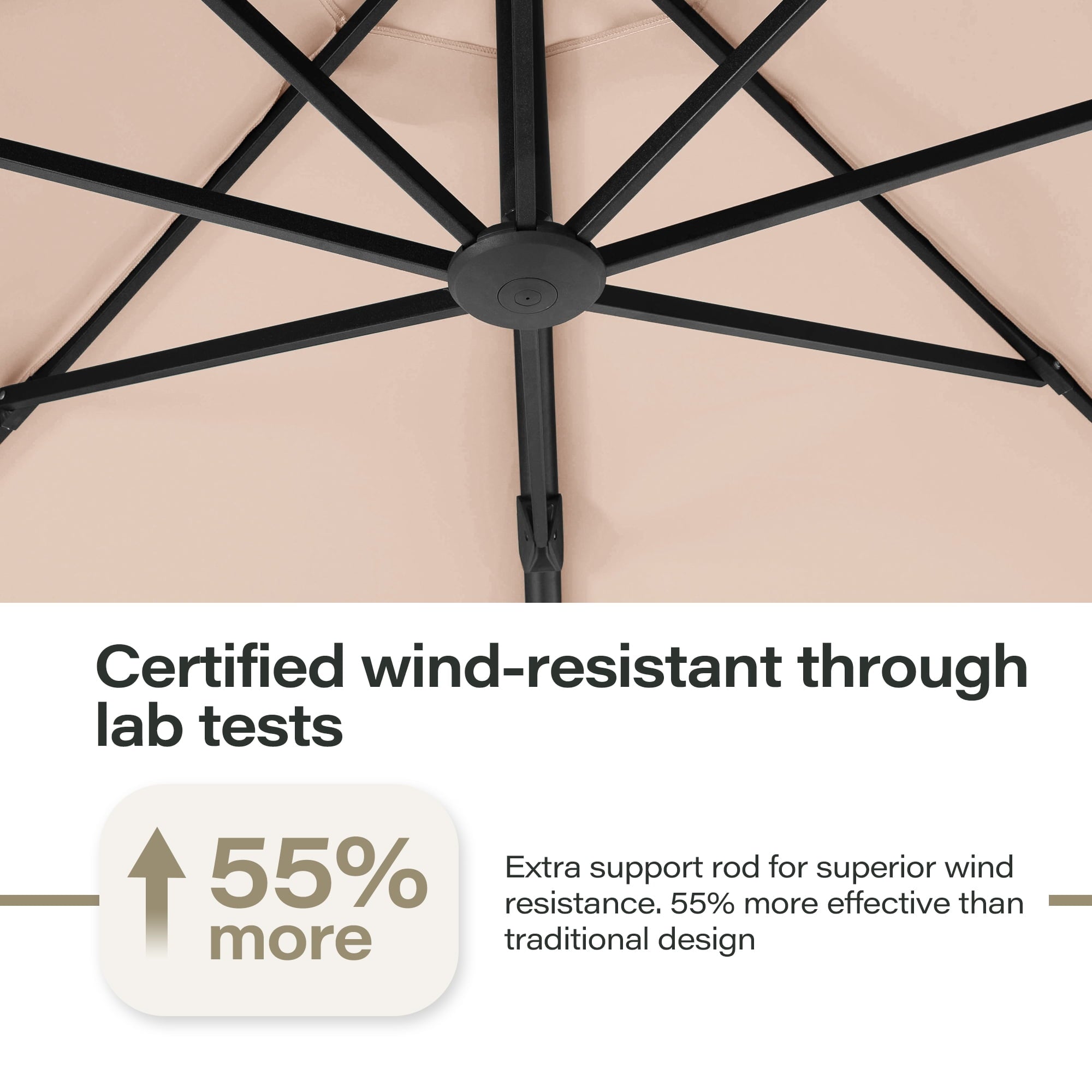 LAUSAINT HOME 11 FT Outdoor Patio Umbrella with Base, Aluminum Cantilever Umbrella with Crank, Champagne