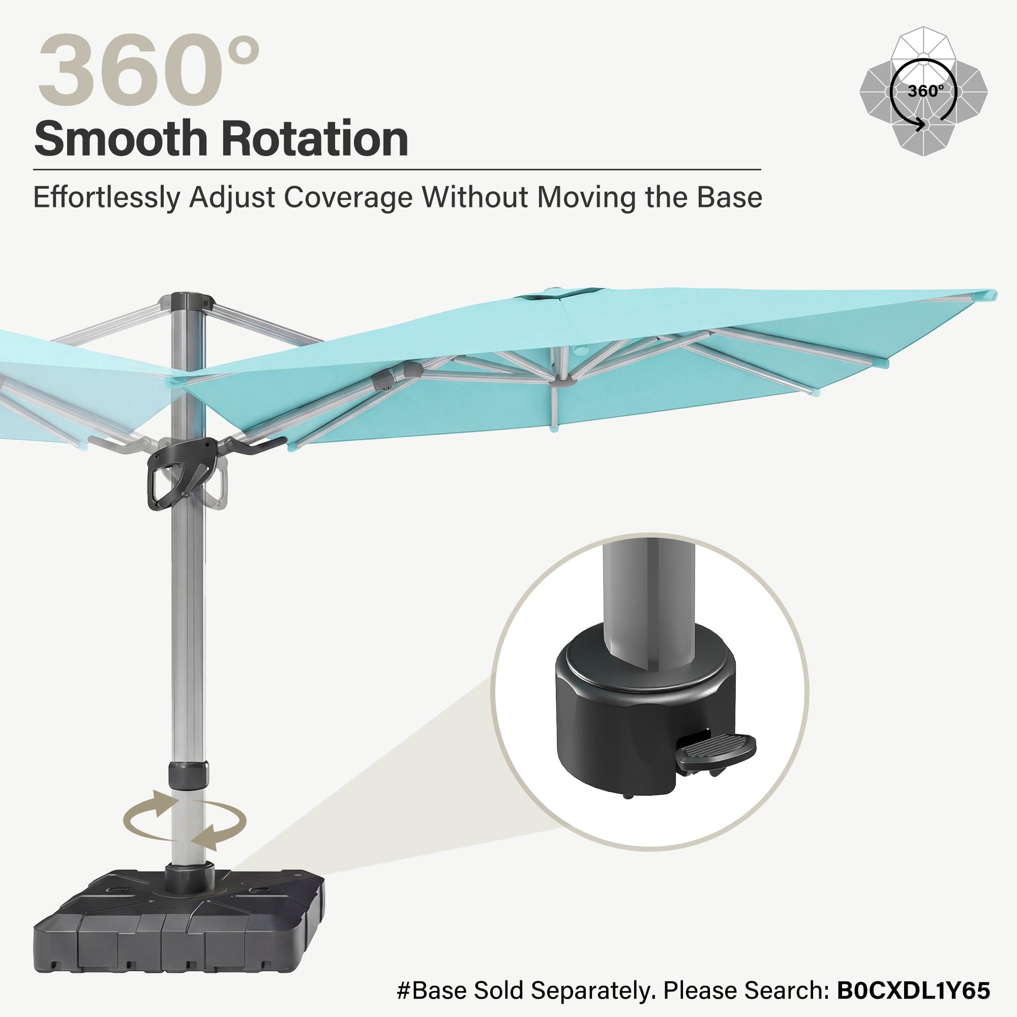 LAUSAINT HOME Outdoor Patio Umbrella, 10 Feet Large Cantilever Windproof Offset Umbrella with 360-degree Rotation for Backyard,Pool,Lawn,Deck,Gray