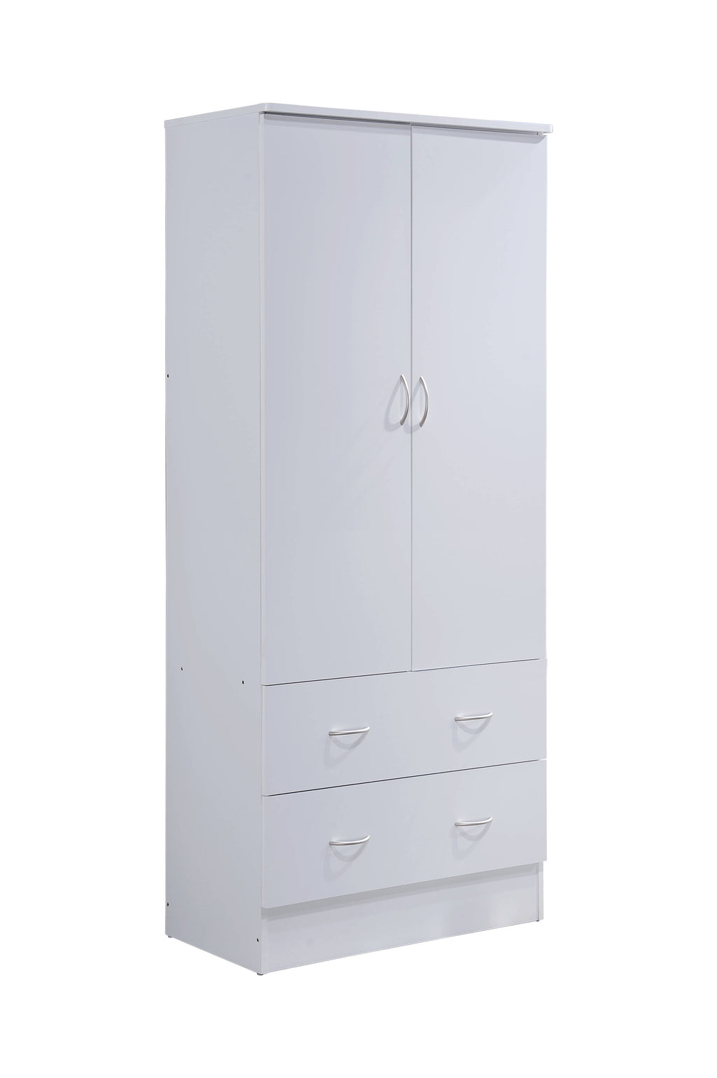 Hodedah 2-Door Armoire with 2-Drawers and Clothing Rod in Black