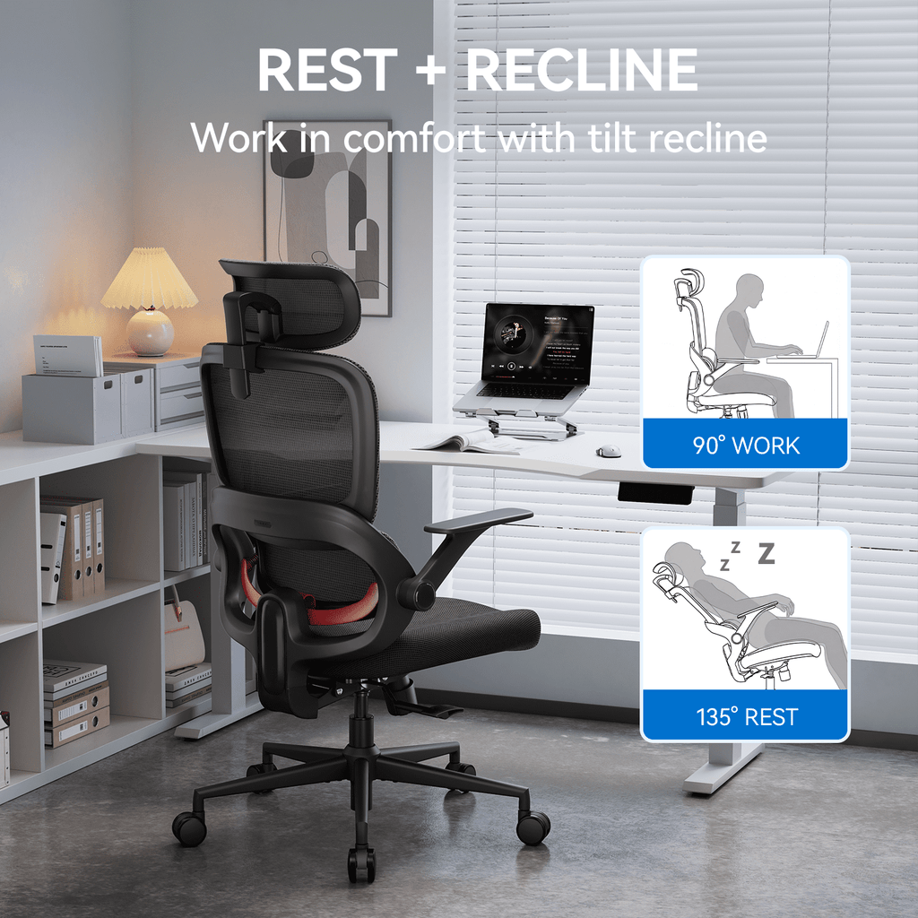 SIHOO B100 Se Office Chair, Executive Chair with Cotton Seat, Dual-Back Ergonomic Chair, 2D Adjustable Headrest & Flip Link Armrest, Comfort Mesh Chair for Home Office & Gaming, 265lbs, Gray