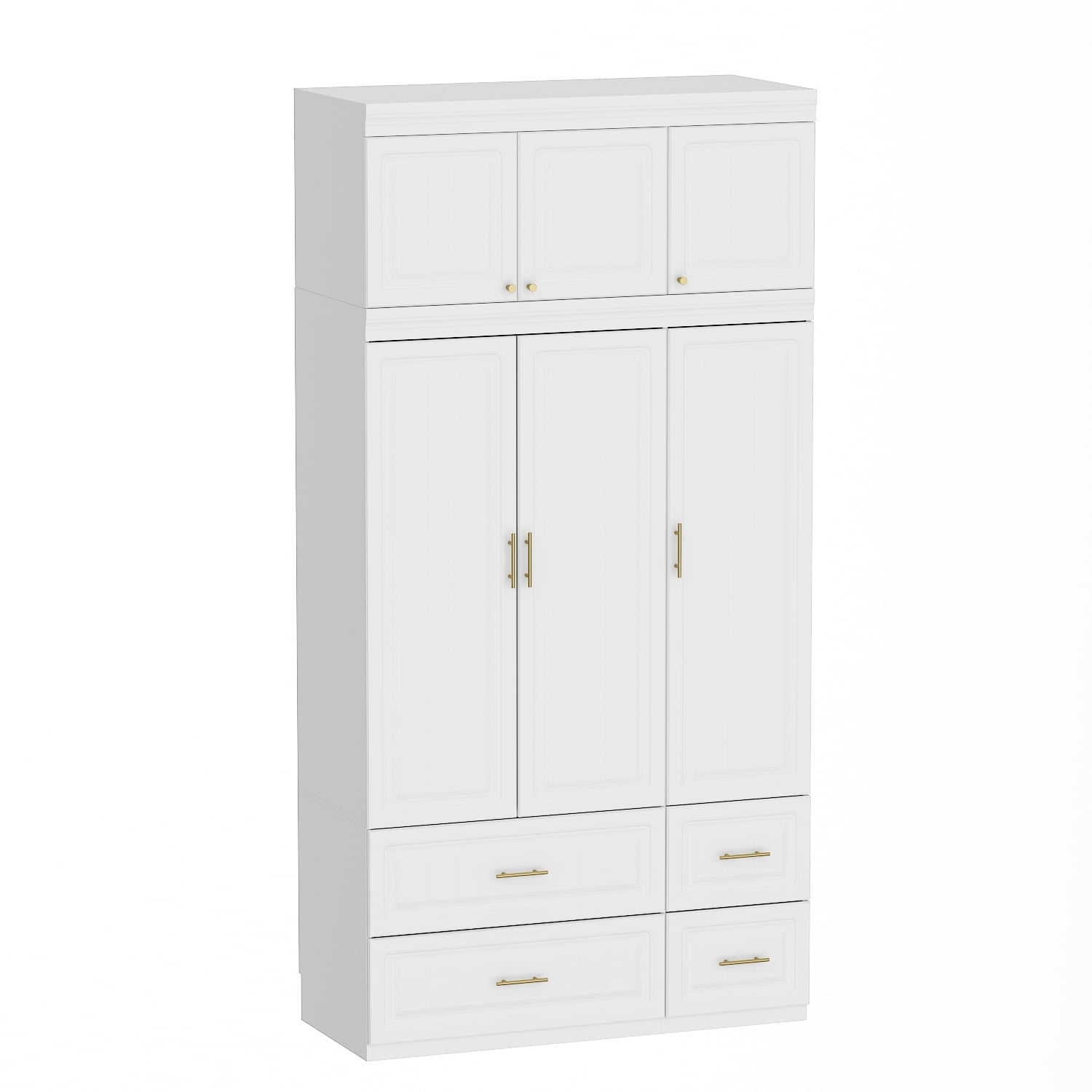 OxyLife 2 Door Wardrobe Armoire, White Closet Storage Organizer with Drawers and Shelves