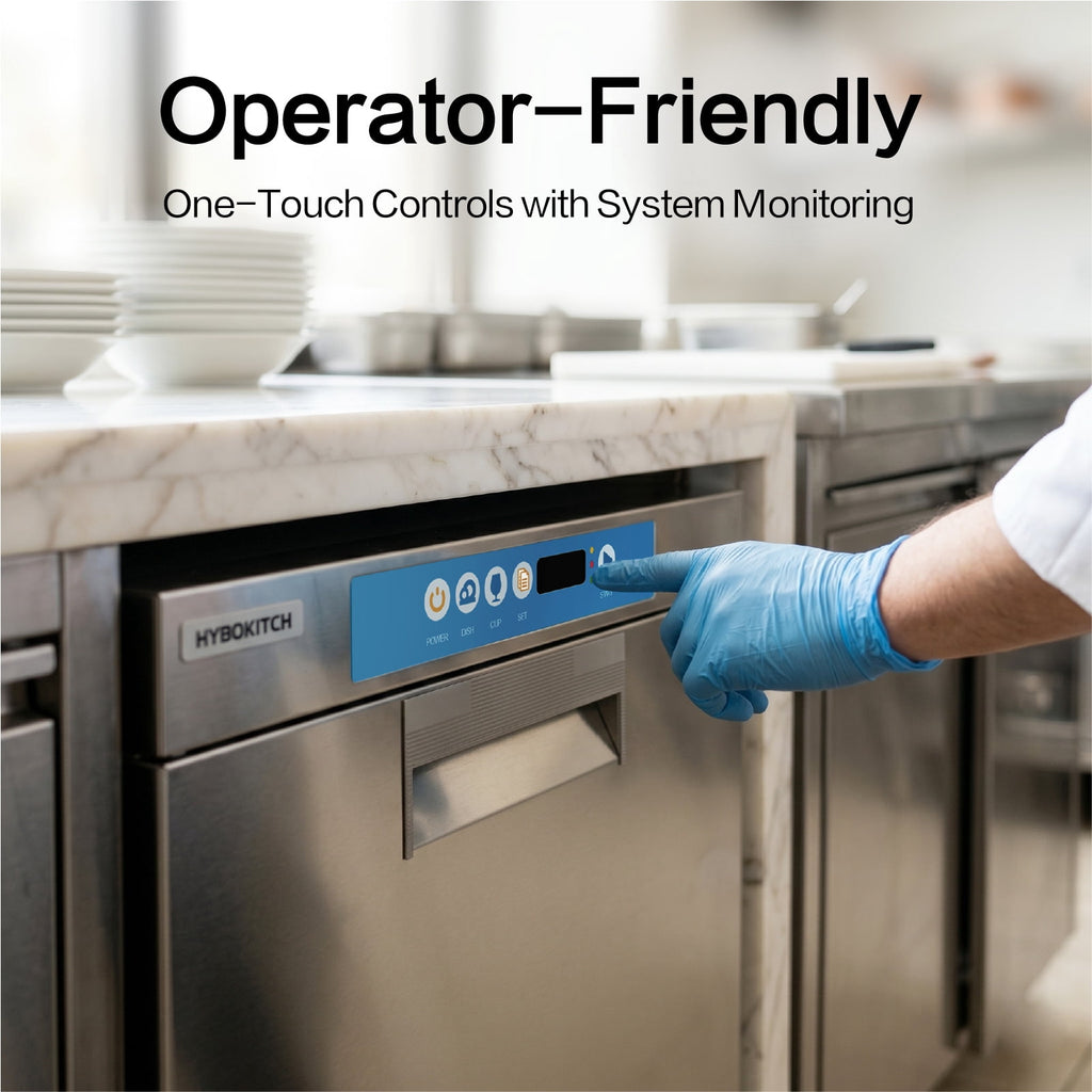 Commercial-Grade Dishwasher/Glasswasher with Plug, Built-in Booster & Drain Pump, Built-in Detergent & Rinse Aid Pumps, Up to 40 Racks/Hr, 208~240V