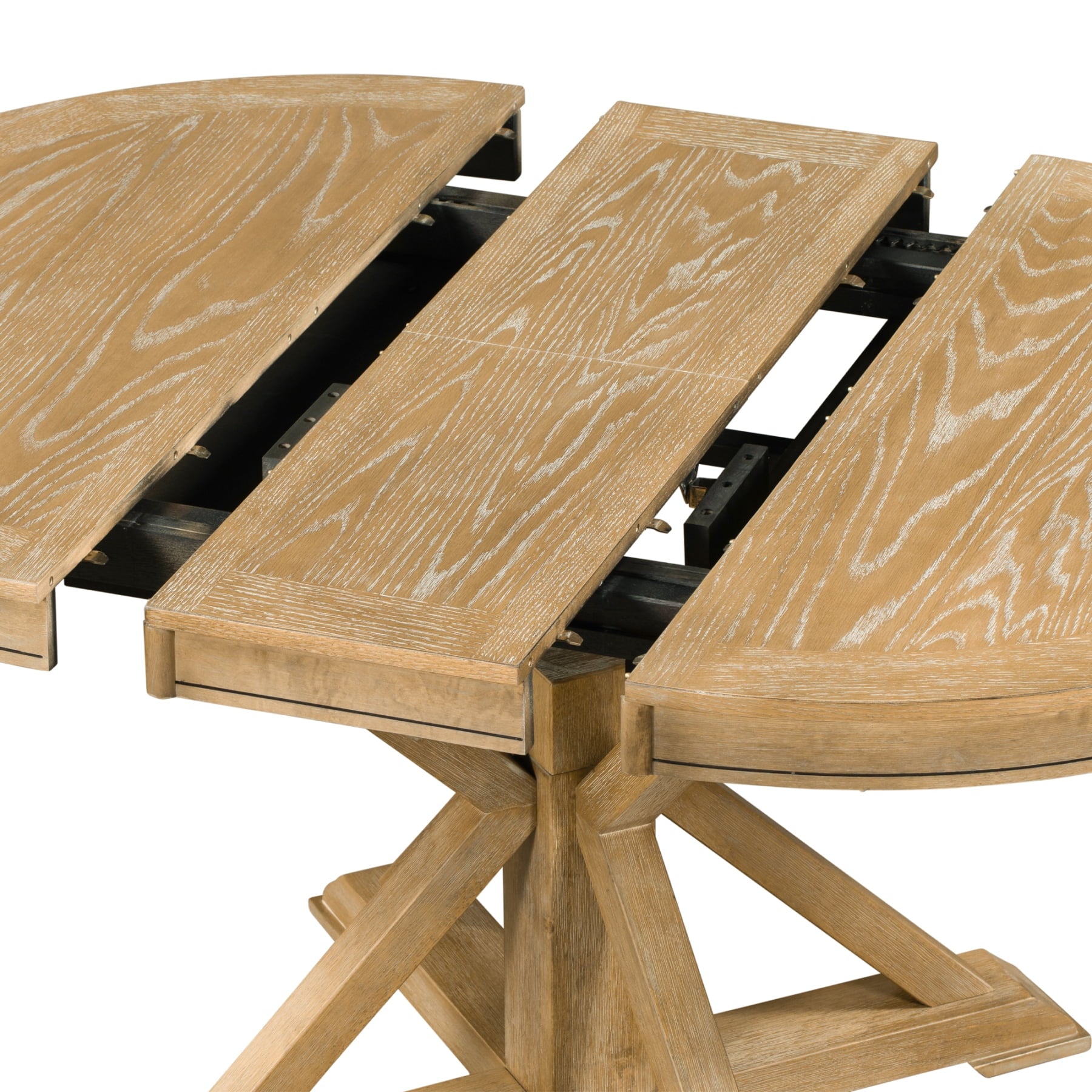 Harper & Bright Designs Extendable Dining Table Set for 4 Upholstered Chairs Functional Retro Style Table for Dining Room Kitchen, Natural Wood Wash