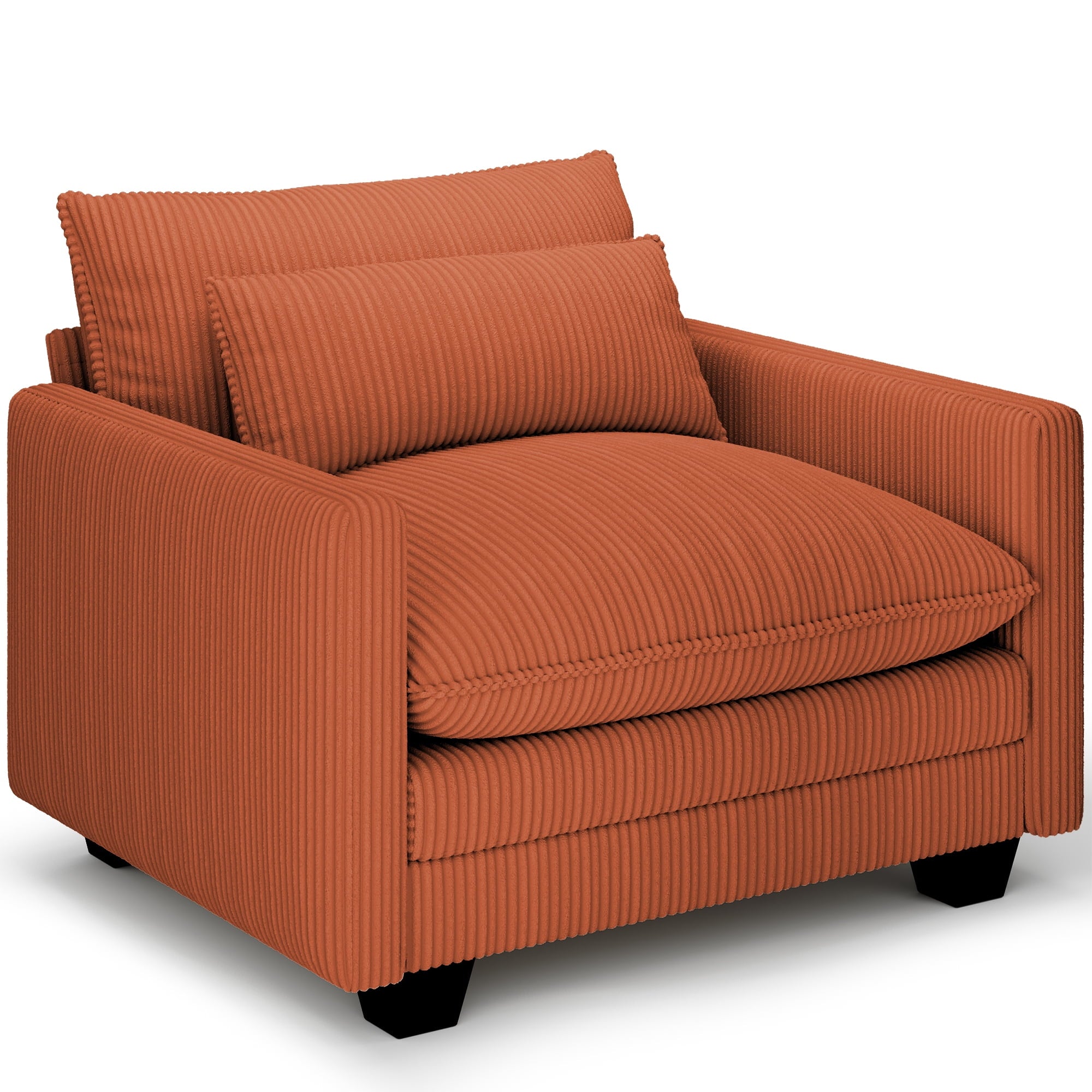 110'' Oversized L Shaped Couch for Living Room, Cloud Couches with Washable Corduroy Cover, Modern 4-Seater Comfy Deep-Seat Sofa with Movable Ottoman and 2 Throw Pillows for Apartment, Gray