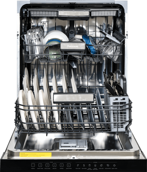 Kenmore 24” Built-In-Dishwasher w/ 3rd Rack & Turbo Dry-White Pocket handle