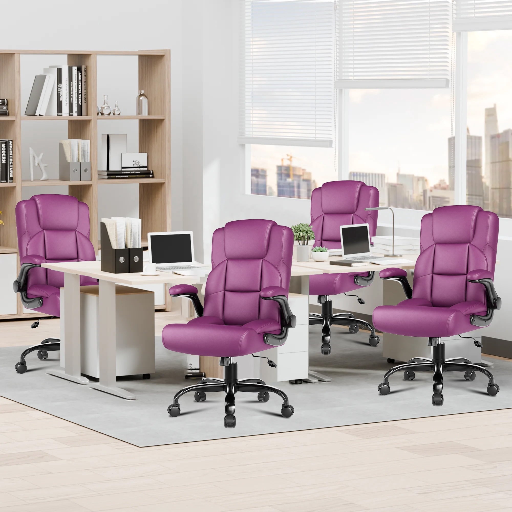 JONPONY Leather Office Chair, Big and Tall Office Chair 400LBS Wide Seat Ergonomic Computer Desk Chair High Back Executive Leather Chair Adjustable Task Chair Lumbar Back with 1-Year Warranty, Black