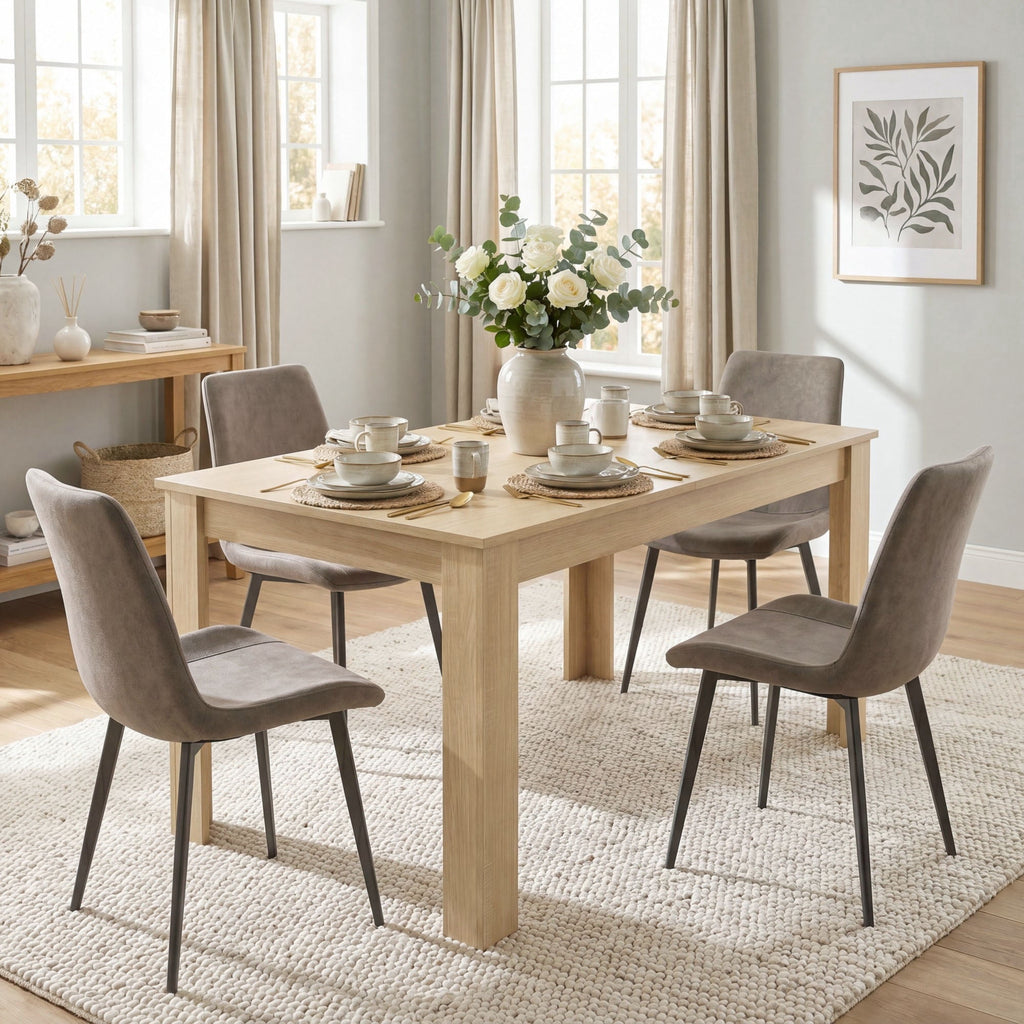 Costway 63 Dining Table Rectangular Modern Kitchen Table For 6 People Home Furniture Gray