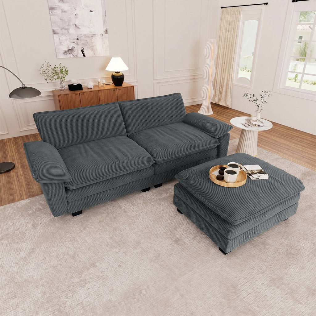 Muumblus 80.5 Corduroy Loveseat Sofa, Oversized Upholstered 2-Seater Fluffy Cloud Sleeper Couch for Living Room/Apt, Pink