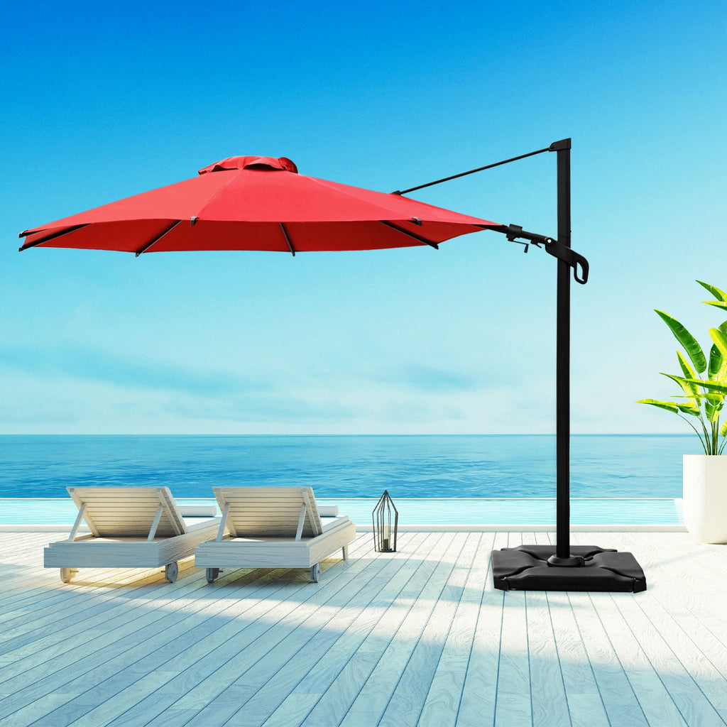 Abba Patio 11’ Vienna Offset Hanging Outdoor Cantilever Patio Umbrella, Beige