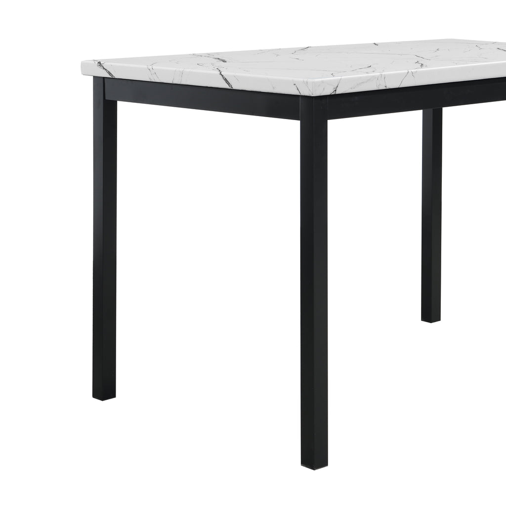 Roundhill Furniture Noyes Metal Dining Table with Faux Marble Top