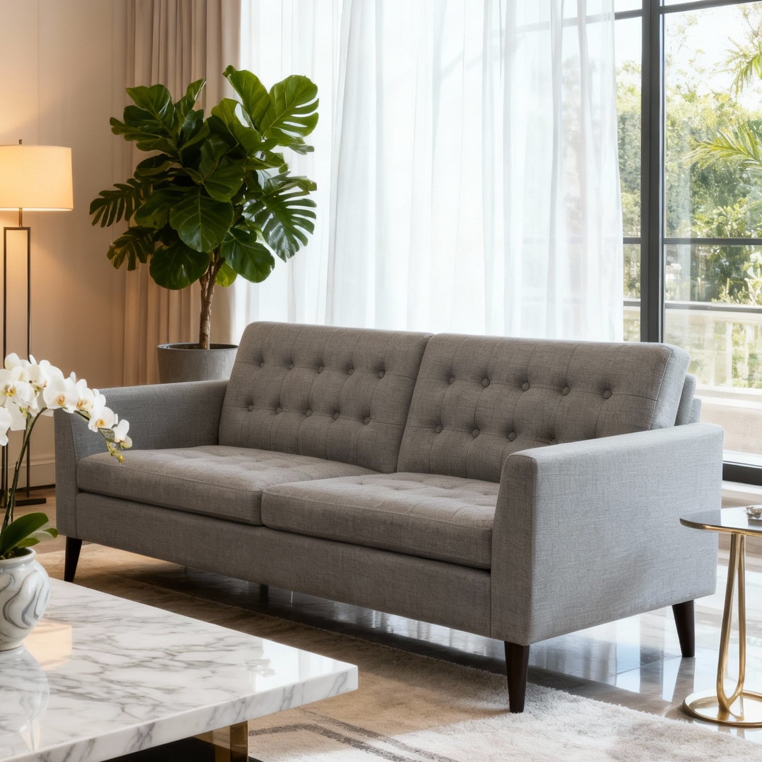 Gewnee 86.6 Modern Sofa Couch,Teddy Velvet 3 Seaters Comfy Couch with Deep Seat for Living Room,2 Pillows,Beige