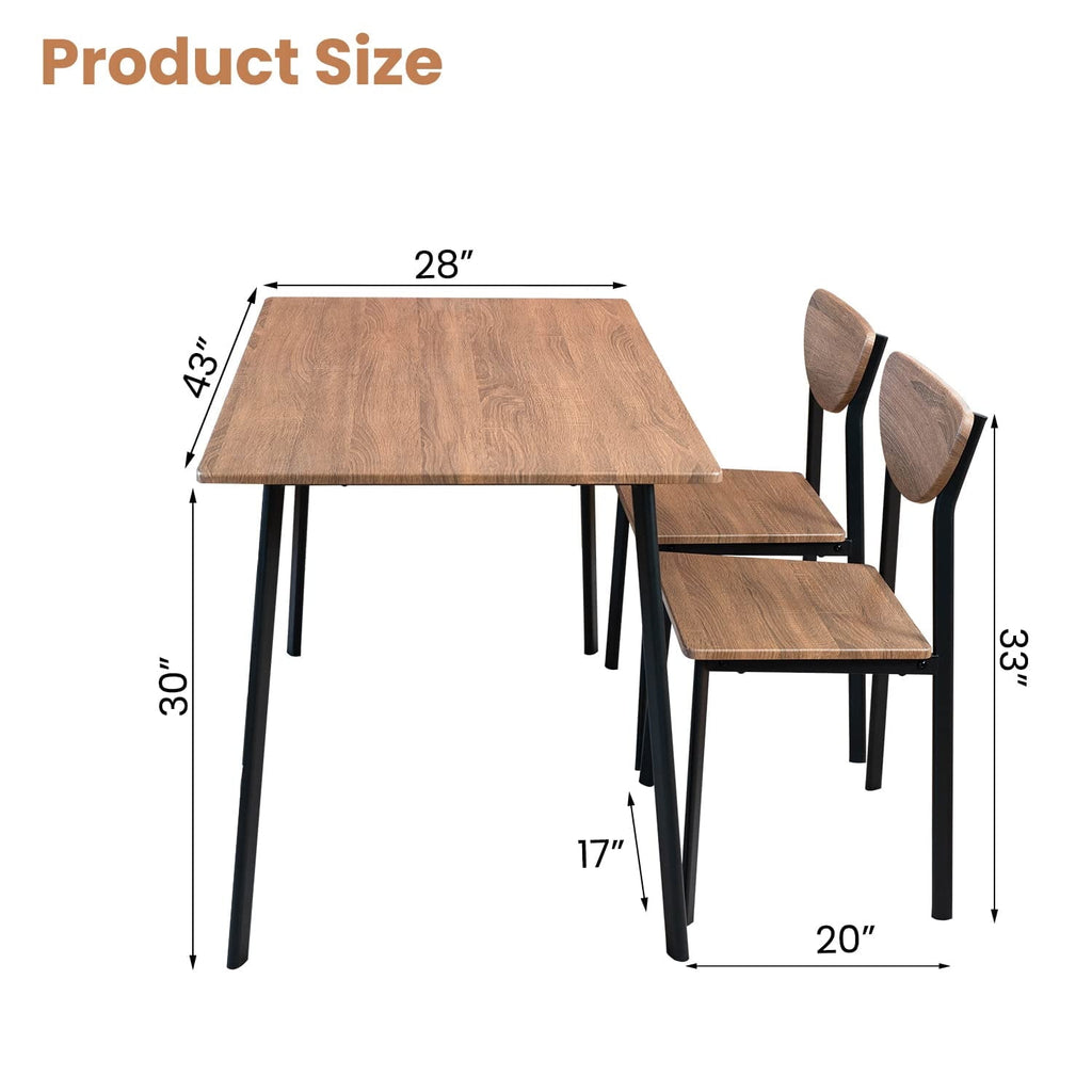 Lamerge 4 Person Dining Table Set, Wooden Dining Table 5 Piece Set with 4 Oak Metal Frame Chairs, Space Saving, Suitable for Apartments, Small Spaces, Kitchens, Breakfast Corners, Espresso Wood C