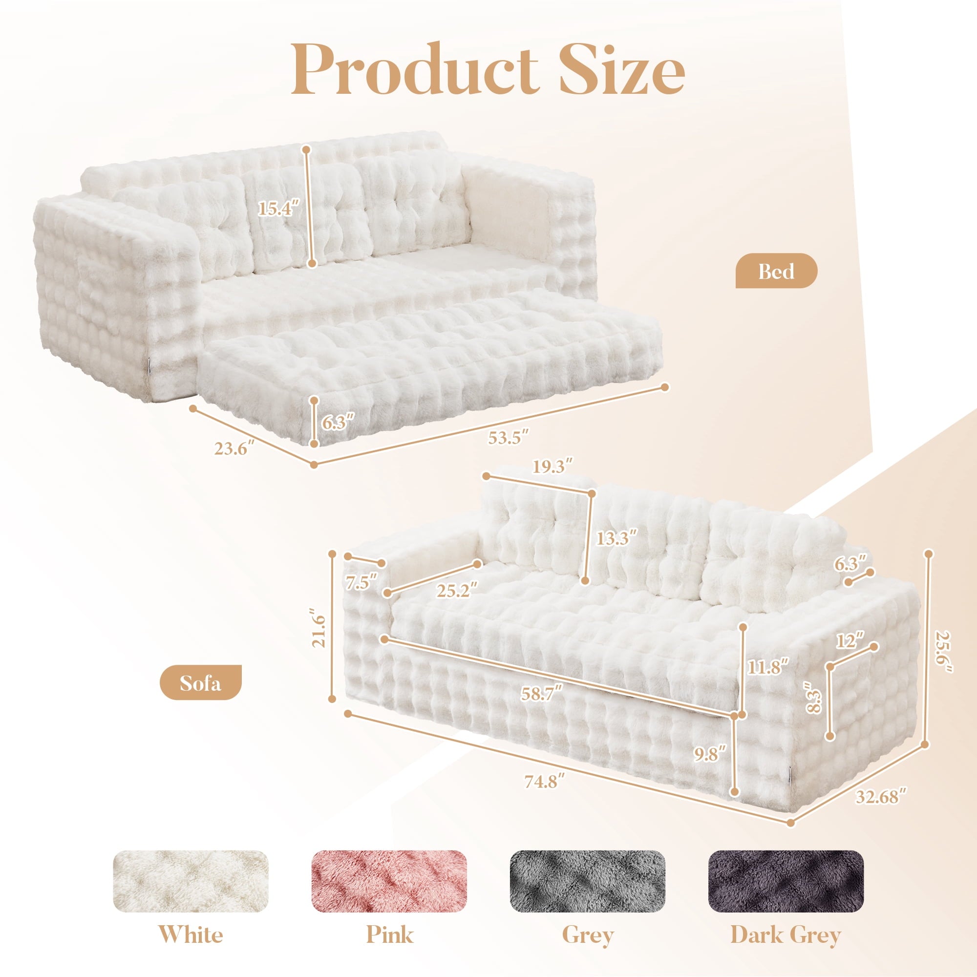 Hobestluk 3-Seater Sofa Boneless Couch with Tufted Button Design 2 in 1 Comfy Cloud Couch Oversized Sofa for Living Room Bedroom Apartment or Office (Grey, 3 Seater)