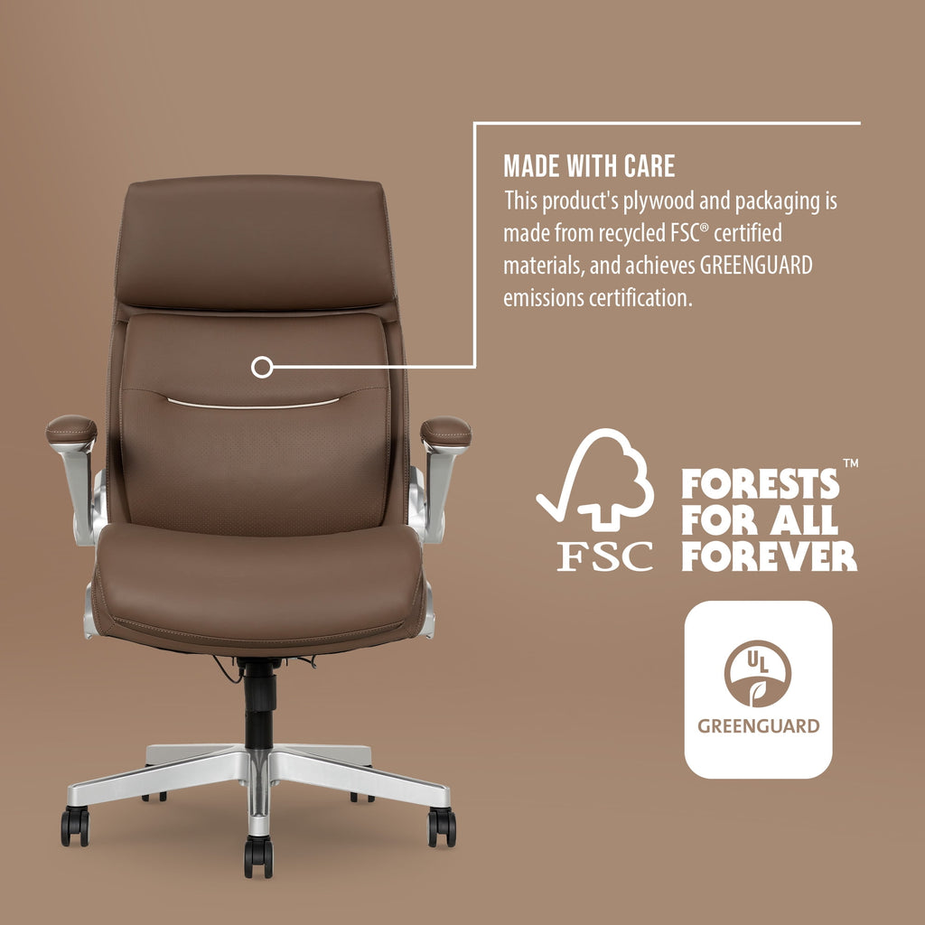 Shaquille O'Neal Cenzo Ergonomic Big and Tall Office Chair ,Flip-Up Arms PureSoft Upholstery High-Back Desk Chair with 400 lb Capacity, Black