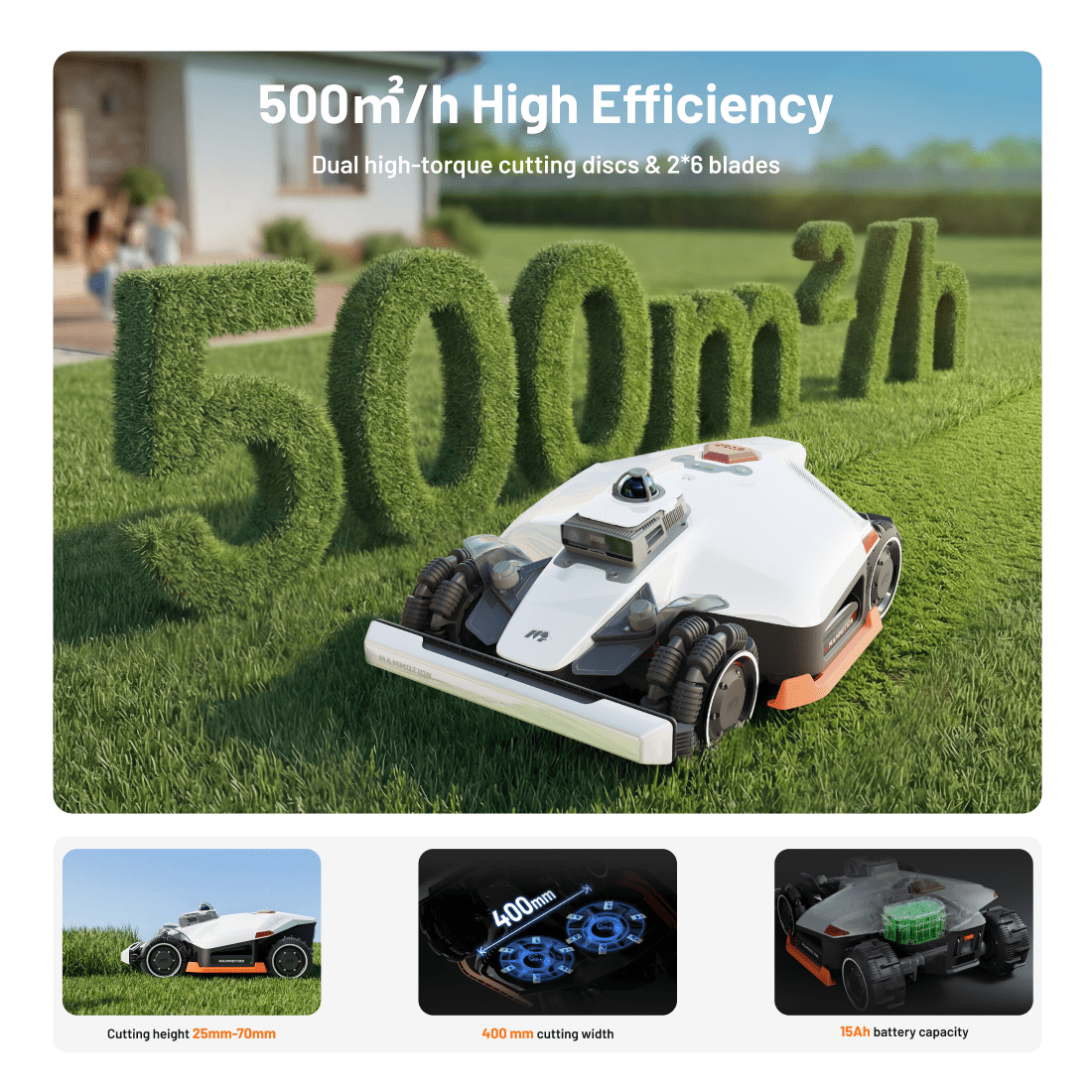 Mammotion LUBA 3 AWD 5000 Robot Lawn Mower， for 1.25 Acres, 360° LiDAR+RTK+AI Vision Tri-Fusion Positioning