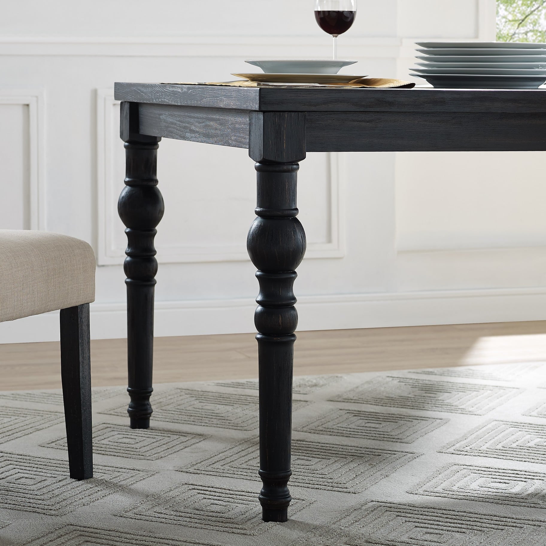 Roundhill Furniture Leviton Urban Style 30'' Height Dining Table, Black