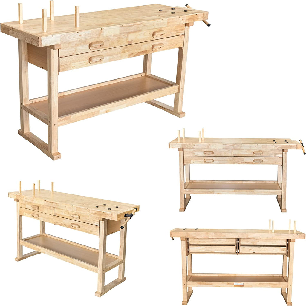 Olympia Tools 48-inch Wood Workbench - 330 lbs Weight Capacity Wooden Workbench for Garage, Workshop and Home - Acacia Woodworking Bench