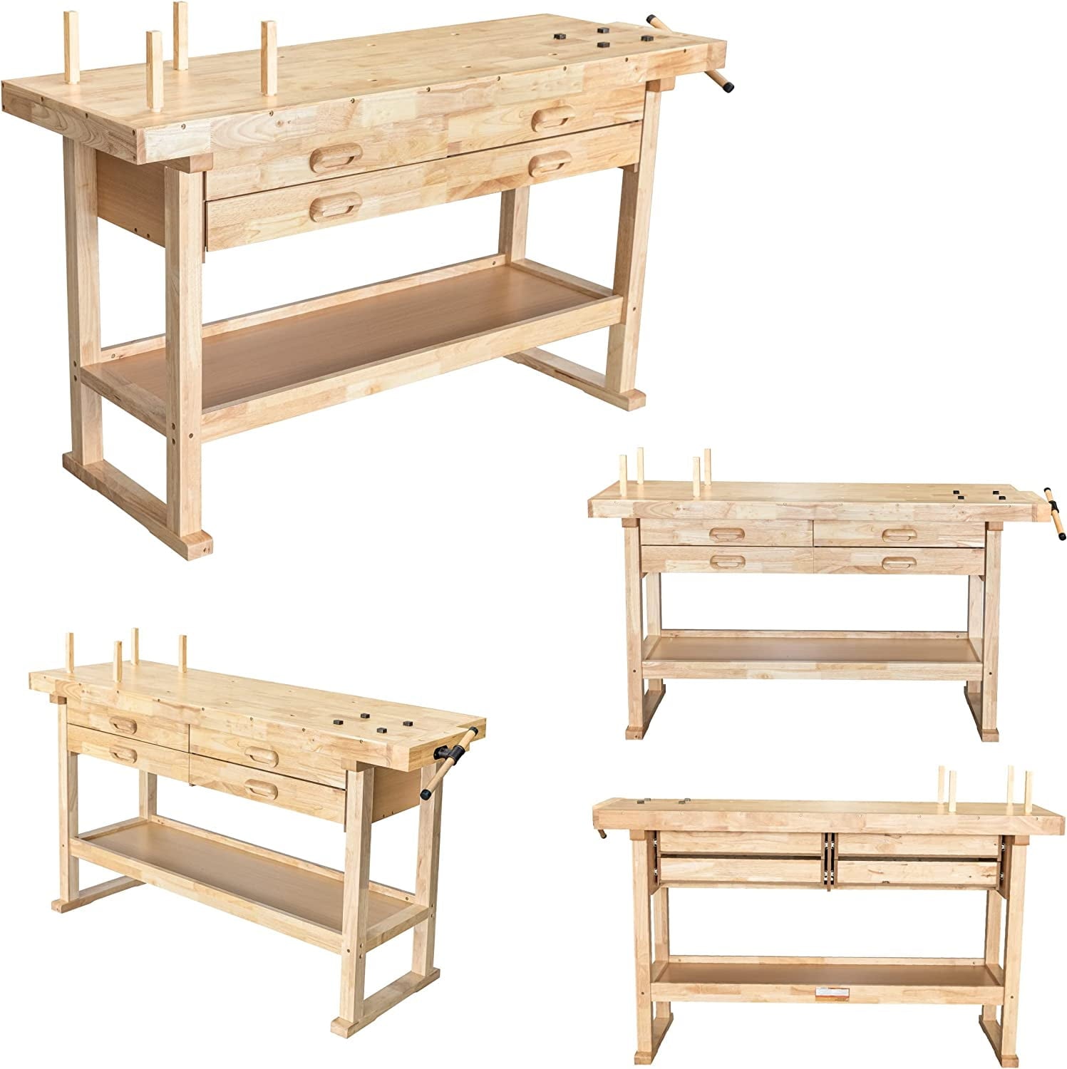 Olympia Tools 48-inch Wood Workbench - 330 lbs Weight Capacity Wooden Workbench for Garage, Workshop and Home - Acacia Woodworking Bench