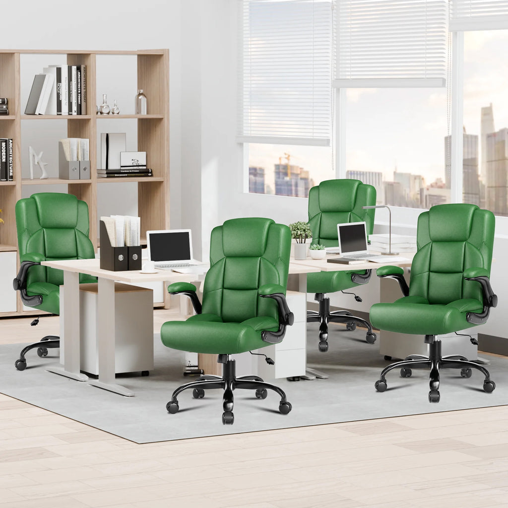 JONPONY Leather Office Chair, Big and Tall Office Chair 400LBS Wide Seat Ergonomic Computer Desk Chair High Back Executive Leather Chair Adjustable Task Chair Lumbar Back with 1-Year Warranty, Black