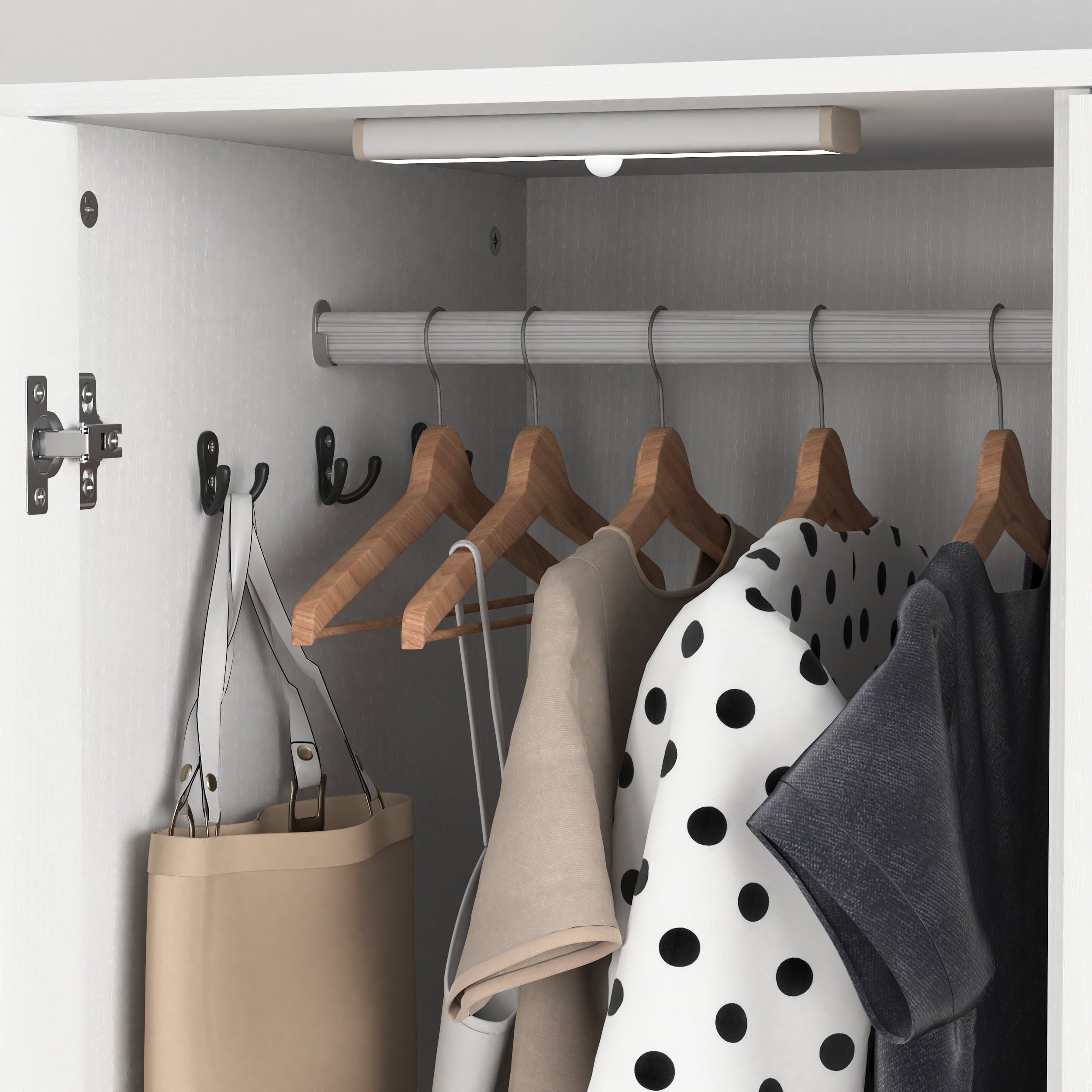 AISWORD 60 Tall Metal Wardrobe Cabinet with 1 Drawer and Hanging Rod, 2 Doors Closet with Adjustable Shelf, White