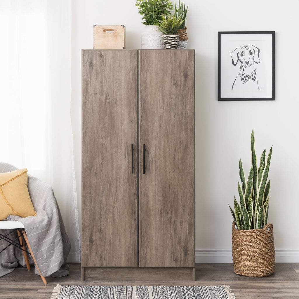 Prepac Armoir, Elite 32W x 35H x 20D White Wardrobe Closet & Cabinet - Functional Clothes Storage with Hanging Rail, Armoire Wardrobe - WEW-3264