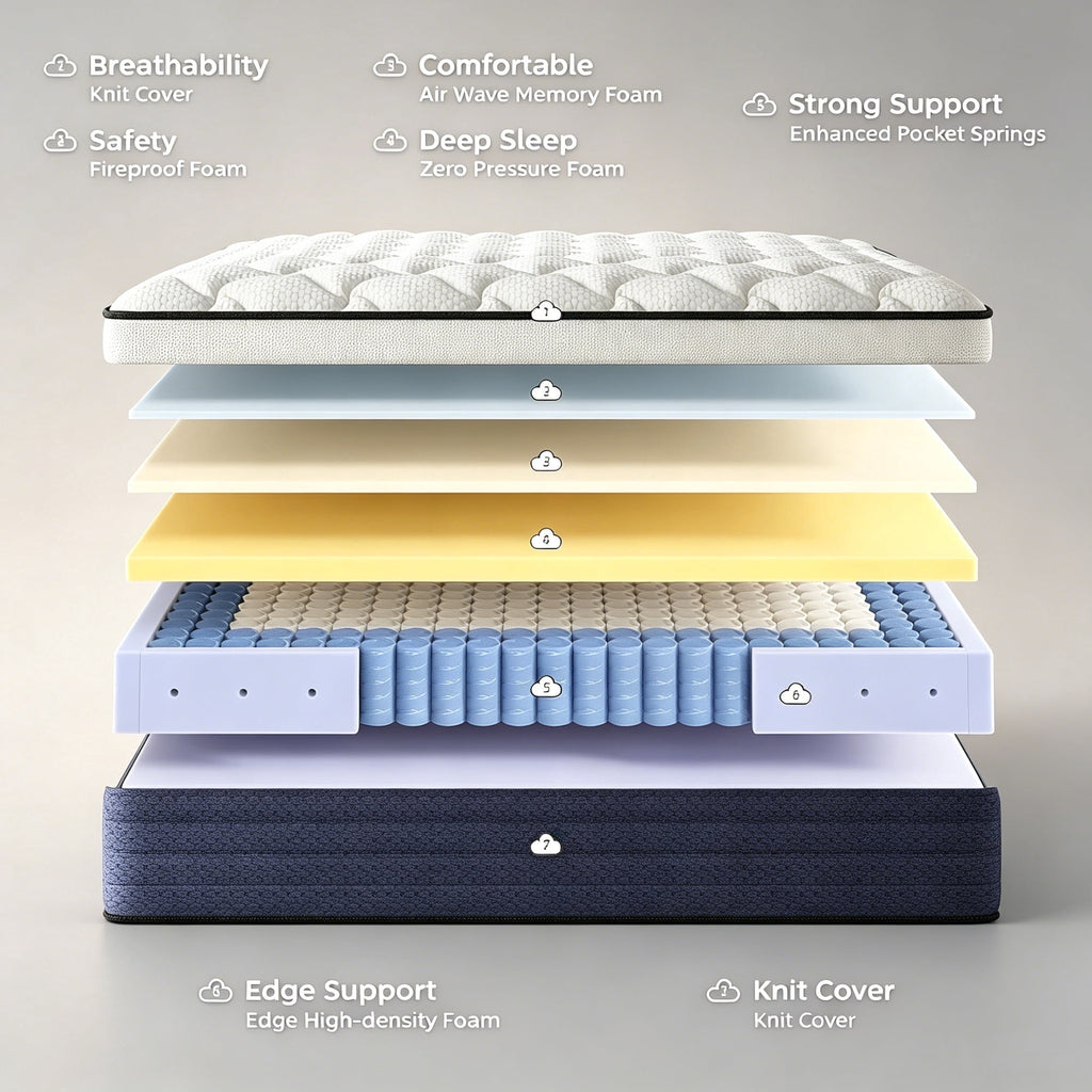 Lodeija 12 inch Queen Euro Top Hybrid Mattress,Pocket Spring,Breathable Knitted Fabric Pressure Relief,CertiPUR-US Certified,White