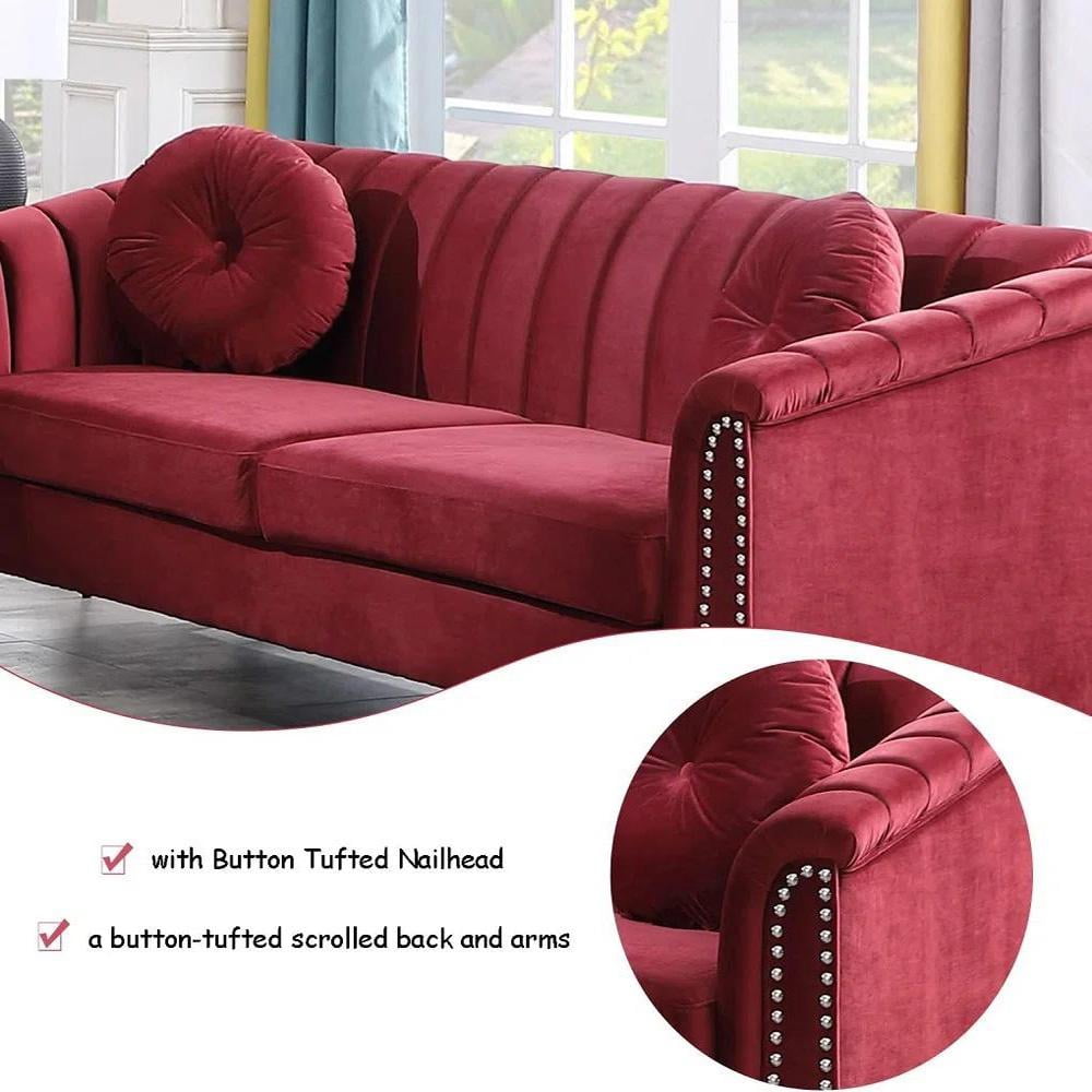 Gewnee 86.6 Modern Sofa Couch,Teddy Velvet 3 Seaters Comfy Couch with Deep Seat for Living Room,2 Pillows,Beige
