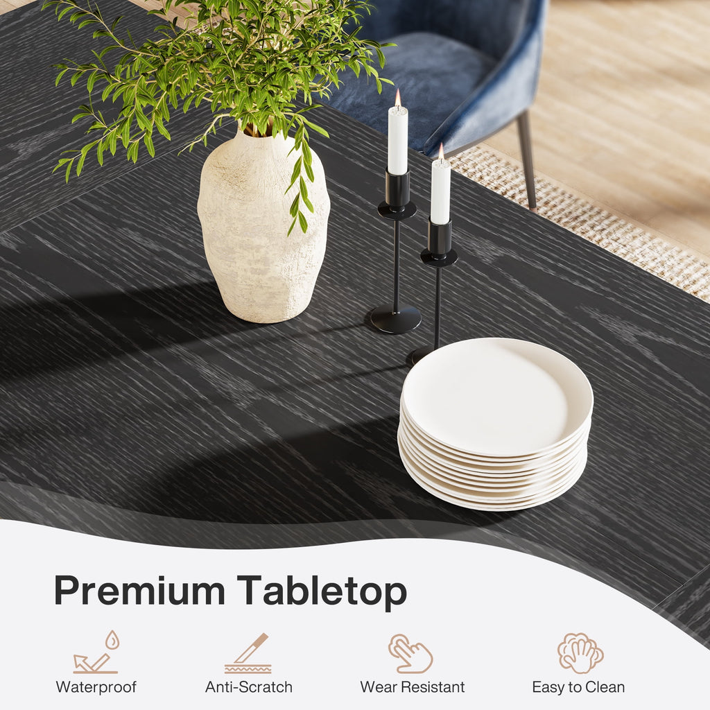 Fnova 70.87 Rectangular Dining Table for 4-6 People, Farmhouse Wood Kitchen Table with Sturdy Legs, Easy to Assemble