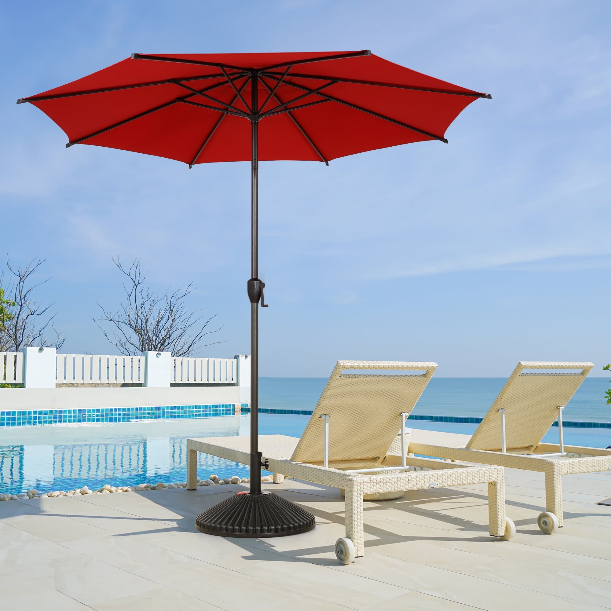 Abba Patio 11’ Vienna Offset Hanging Outdoor Cantilever Patio Umbrella, Beige