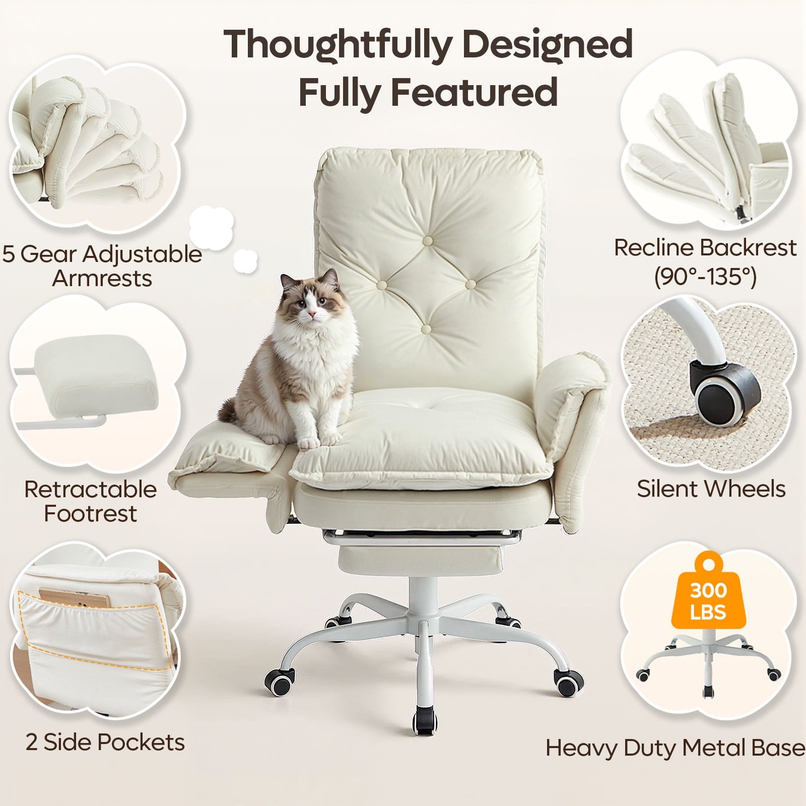 Bestier Big and Tall Executive Office Chair with Flip-up Arms for Adult, Wide Seat Ergonomic Computer Desk Chair,High Back Velvet Comfy Cross-Legged Office Chair with Footrest and Side Pockets, Black