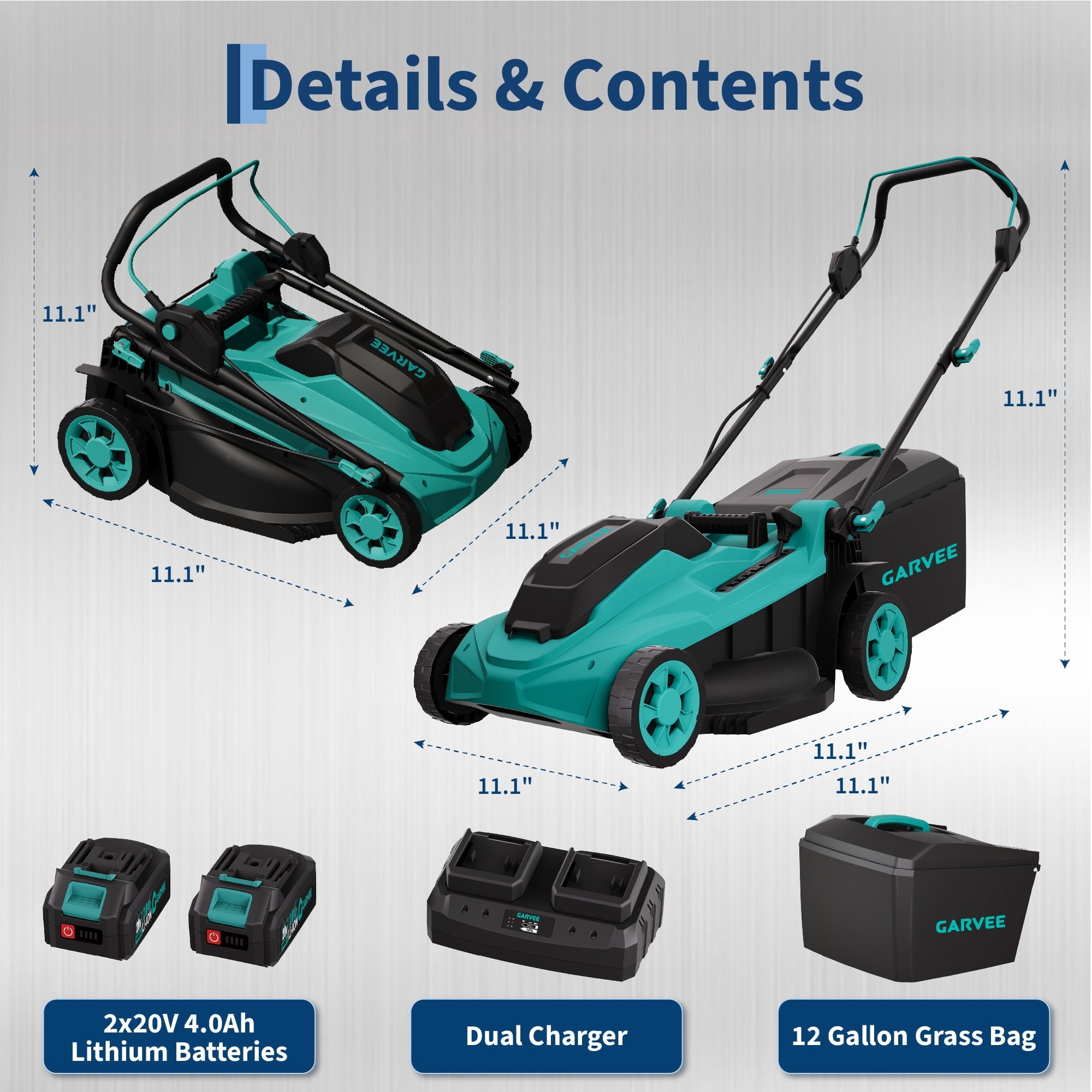 Volkmi 40V 16 Brushless Cordless (Push) Lawn Mower , 4.0Ah Battery and Charger Included