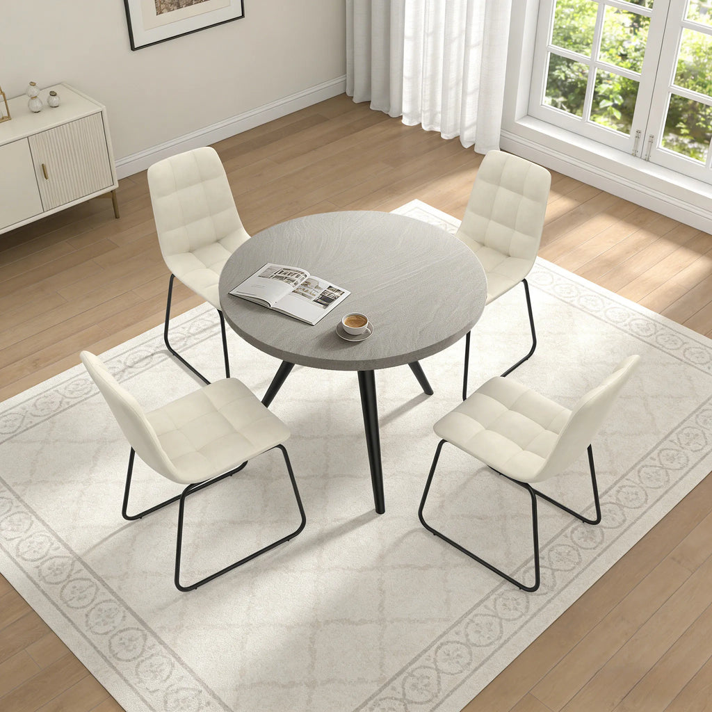 34.8 Round Dining Table for 4 People, Modern Circle Kitchen Table with Metal Legs for Kitchen, Dining Room, Apartment,Gray