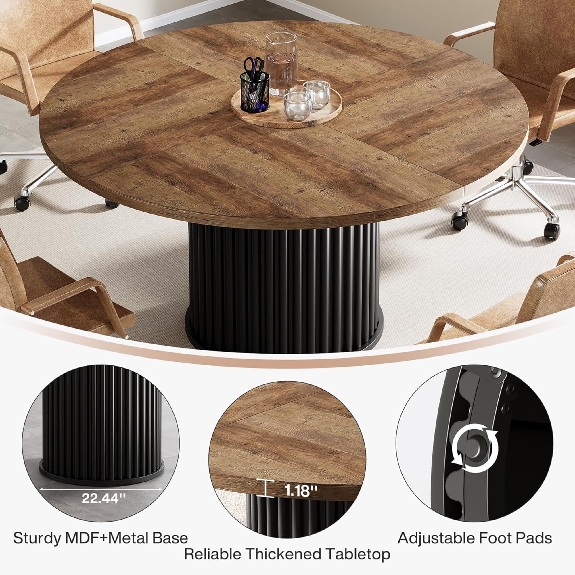 Modern Faux Marble Dining Table, 63 Rectangular 4-6 Seater Wood Table with Sturdy Base, Kitchen Living Room Dinner Table