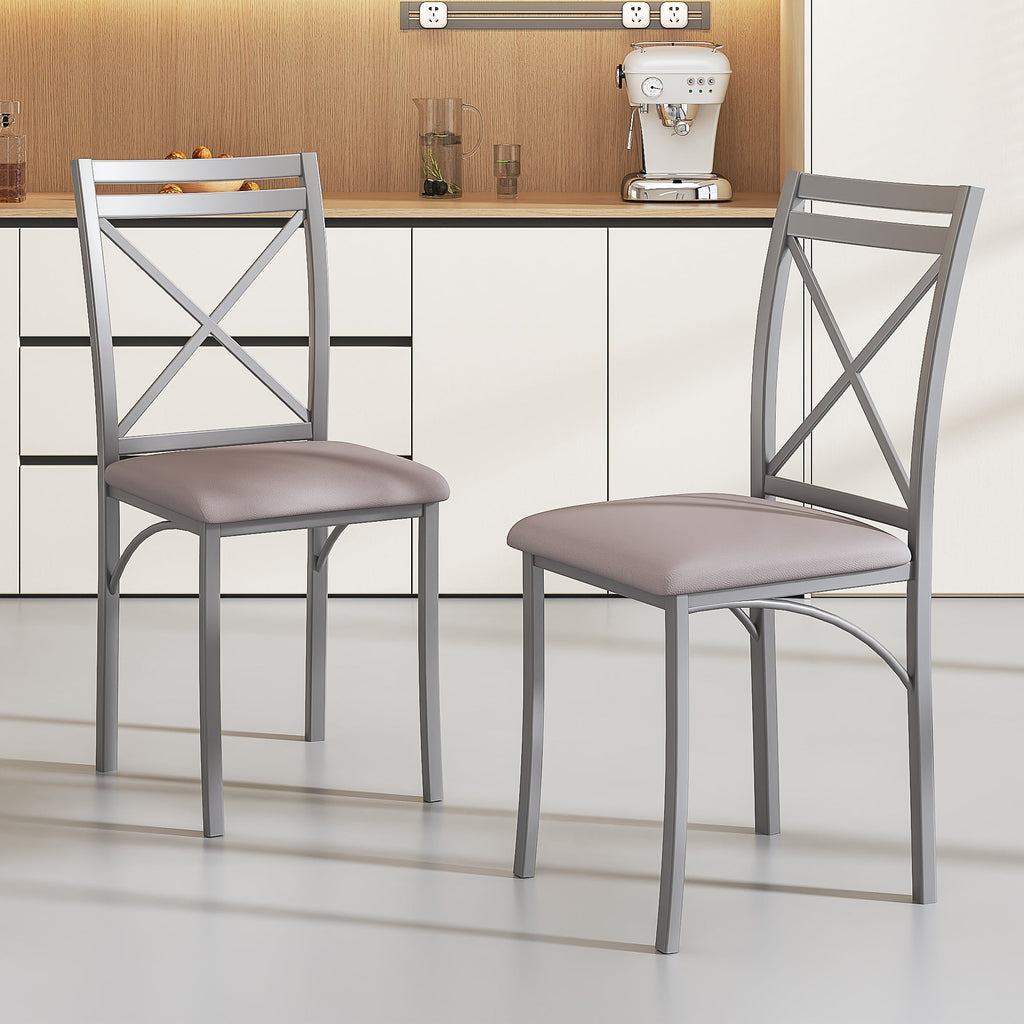 VECELO 5-Piece Dining Table Set, Modern Faux Marble Table and 4 Upholstered Chairs Set for 4, Round Dining Room Table Set for Small Space, Breakfast Nook, Apartment, Black