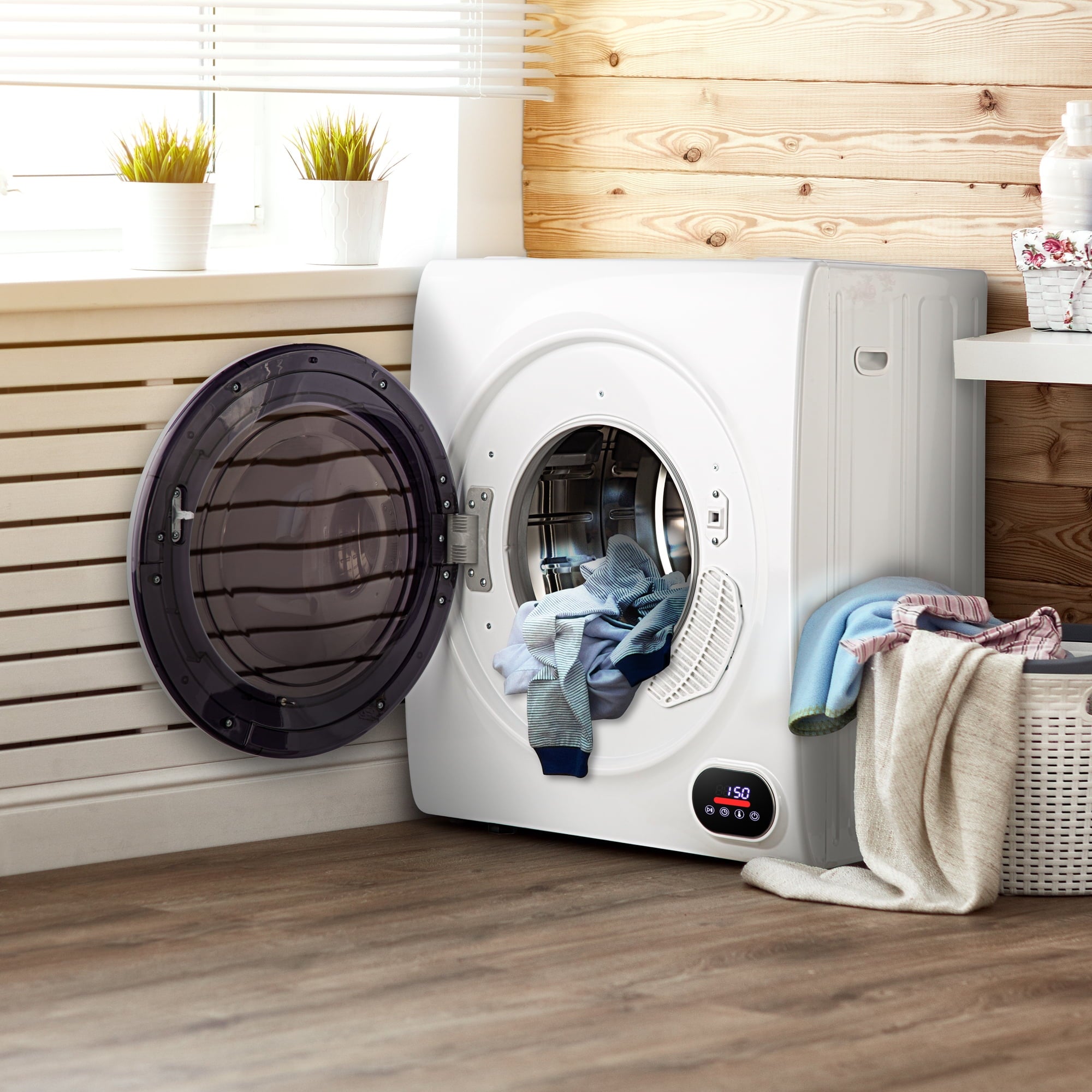EUHOMY Compact Dryer for Standard Wall Outlet, Small, 4 Modes, 2.6 Cu. Ft Portable Clothes Dryer, White