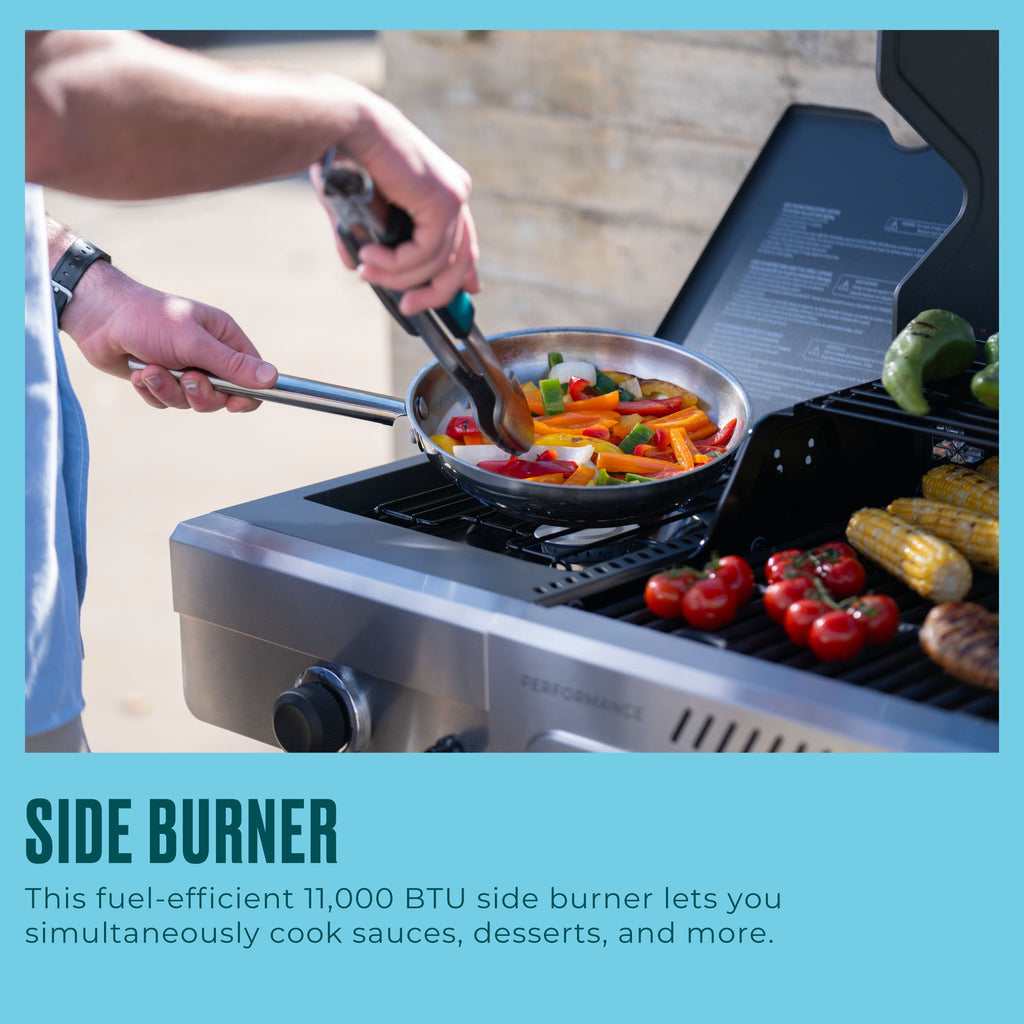 Charbroil® Performance Series™ FlavorMax™ 4 Burner Gas Grill Cabinet with Side Burner, Stainless Steel