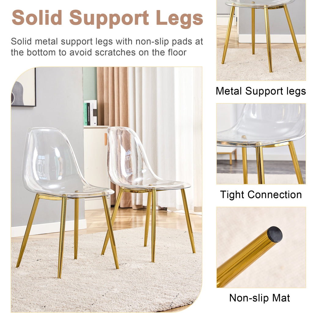 LUFTUT 36.6 Round Glass Dining Table, Modern Gold Base Kitchen Table, Small Space Bistro Table, Clear Tempered Glass Top for Apartmen