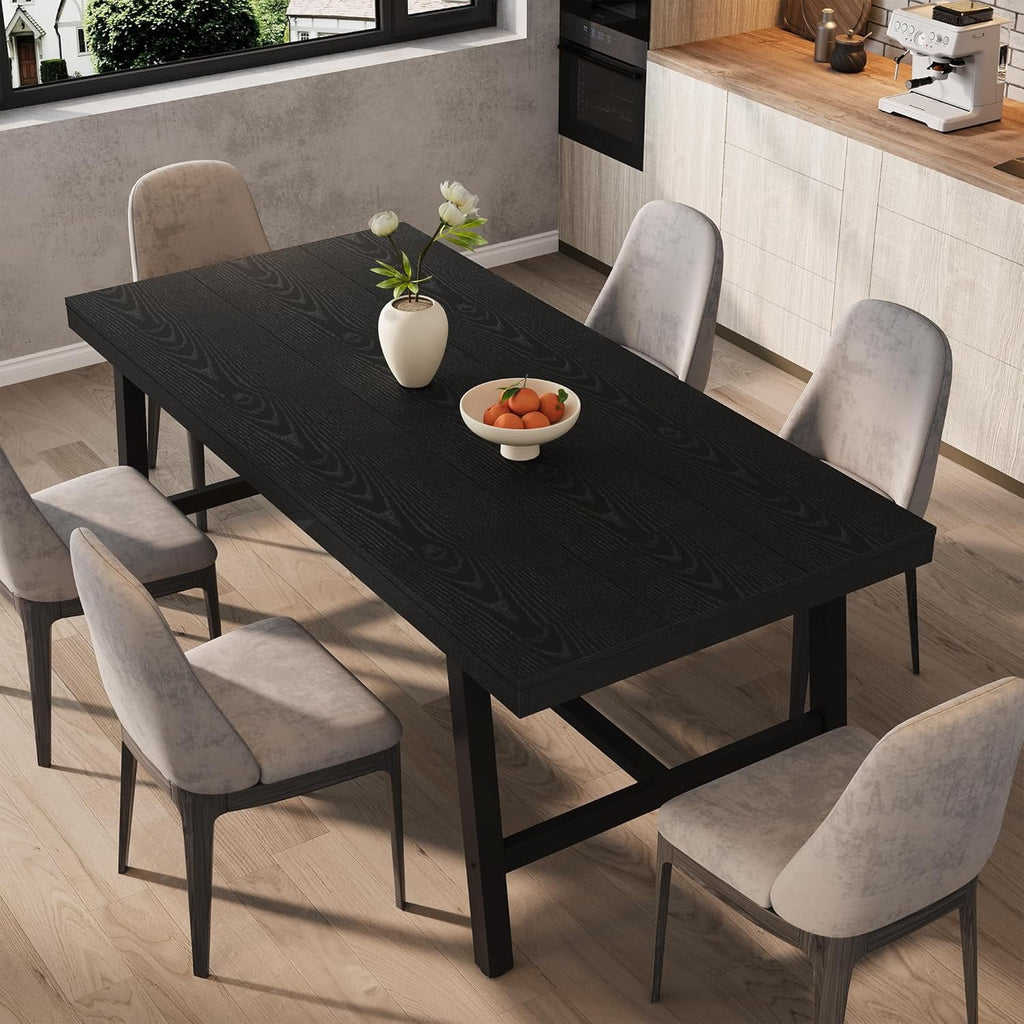 70.87 Inch Long Large Rectangle Dining Table for 6-8 People, Modern Kitchen Dining Room Table with Rustic Wooden Tabletop & Strong Metal frame(Only Gray Walnut Table)