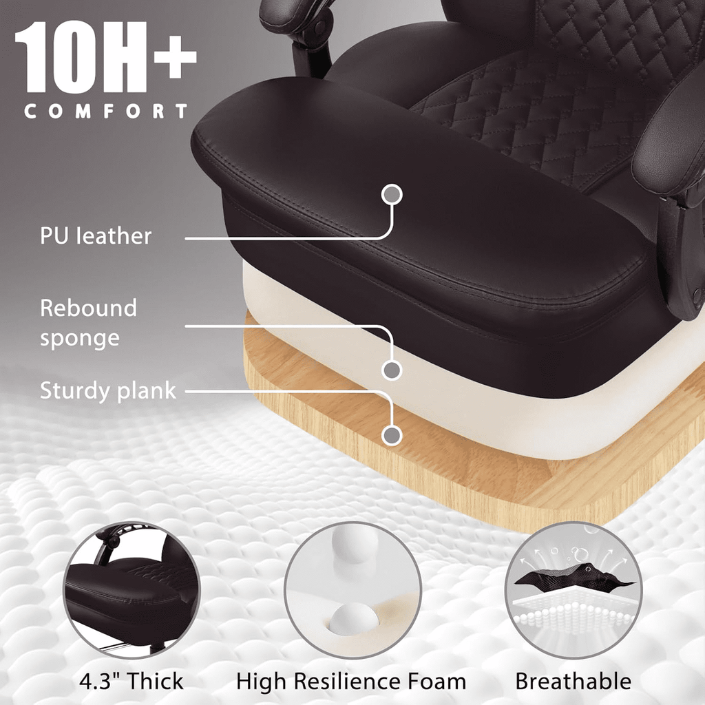 BOSSIN 400lbs Executive Office Chair with Foot Rest, Ergonomic Heavy Duty Big and Tall Desk Chair with Adjustable Headrest, High Back PU Leather Comfy Computer Chair