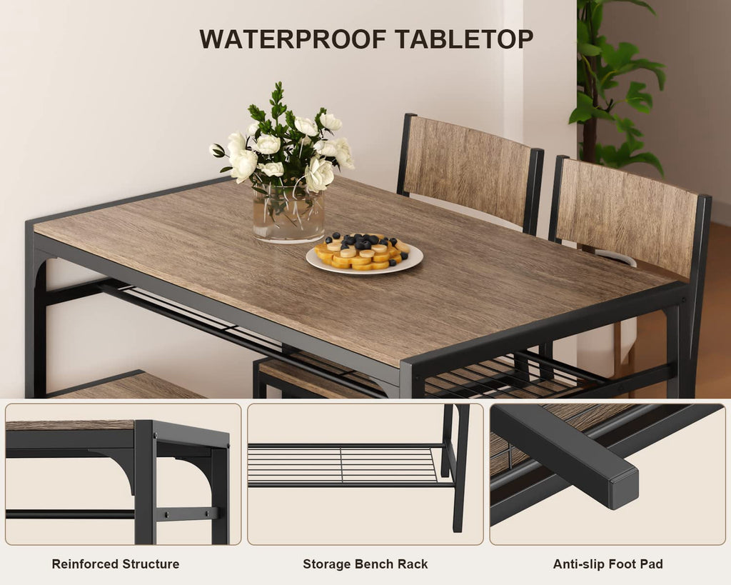Aiho 7-Piece Dining Table Set for 6, Space-Saving Kitchen Table with Chairs, Compact Dining Furniture for Small Spaces & Apartments, Retro