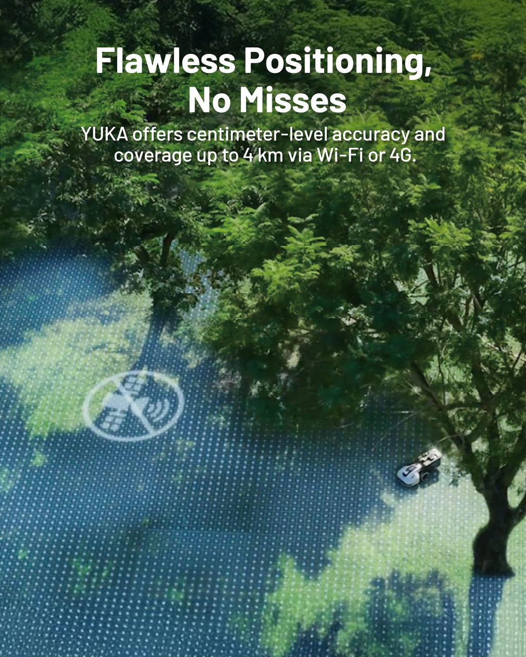 Mammotion YUKA 3000 Robot Lawn Mower, Auto Mapping, AI Obstacle Avoidance, Reception 0.75 Acre, Max 1 Acre, Dual Cutting Discs, APP Control, with 4G