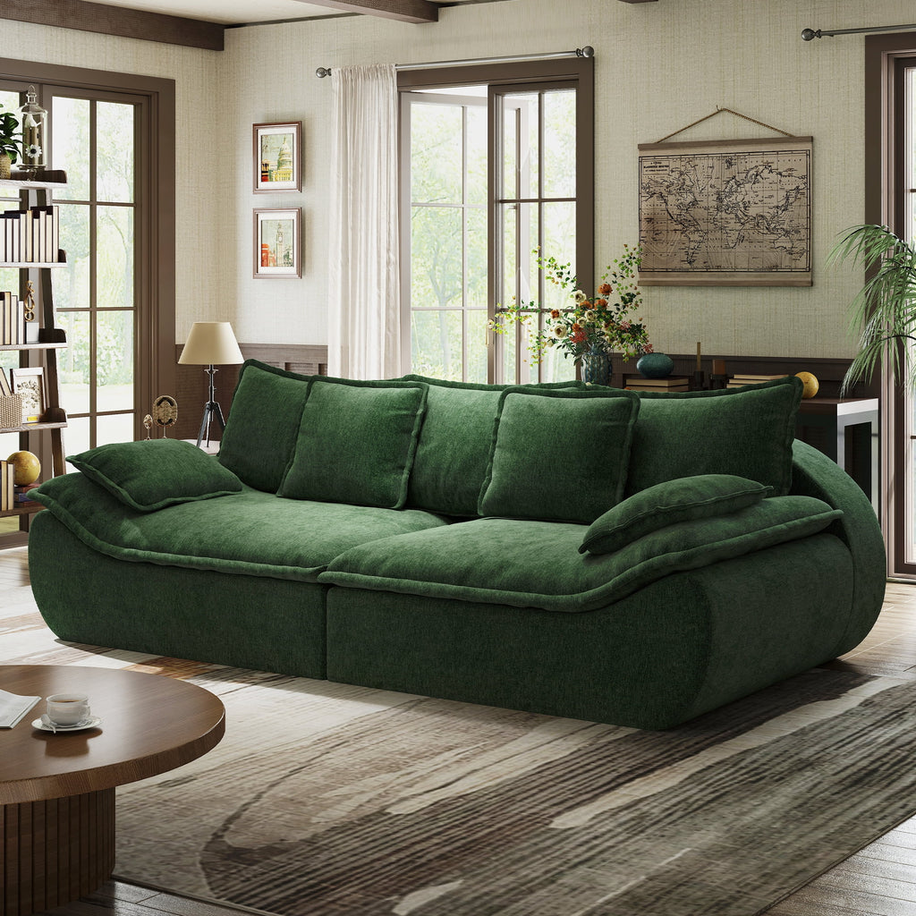 2-Seater Modular Sectional Sofa, Comfy Loveseat with Throw, Deep Seat Memory Foam Small Couches for Small Space, Living Room Apartment, Dark Grey