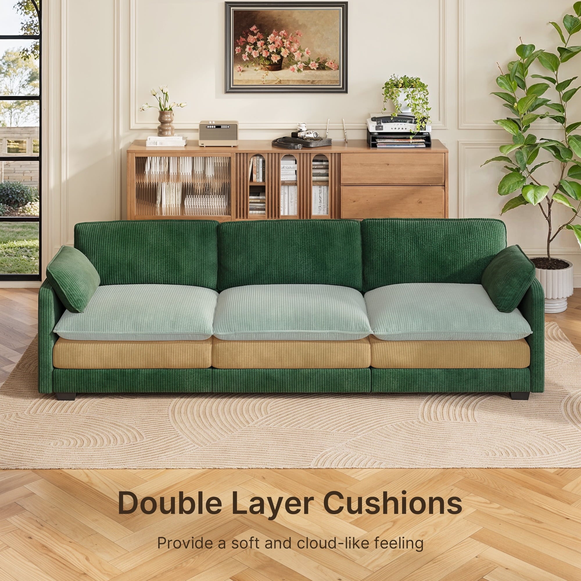 75’’ Cloud Couches for Living Room, Noelse L Shaped Modular Sofa with Deep Seats, 2 Seater Love Seat Couch with Removable Washable Corduroy Fabric for Living Room Bedroom and Apartment, Gray