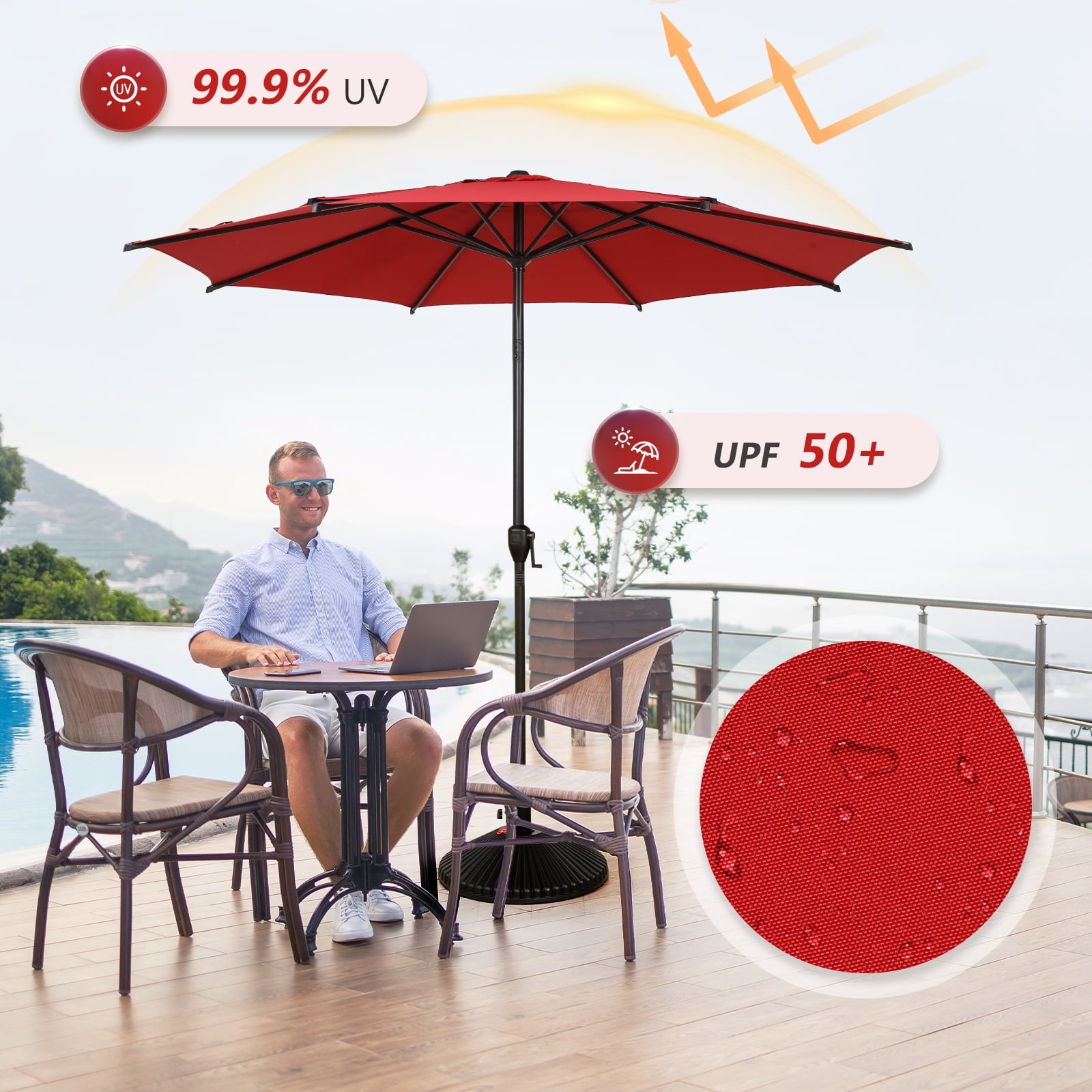 Abba Patio 11’ Vienna Offset Hanging Outdoor Cantilever Patio Umbrella, Beige