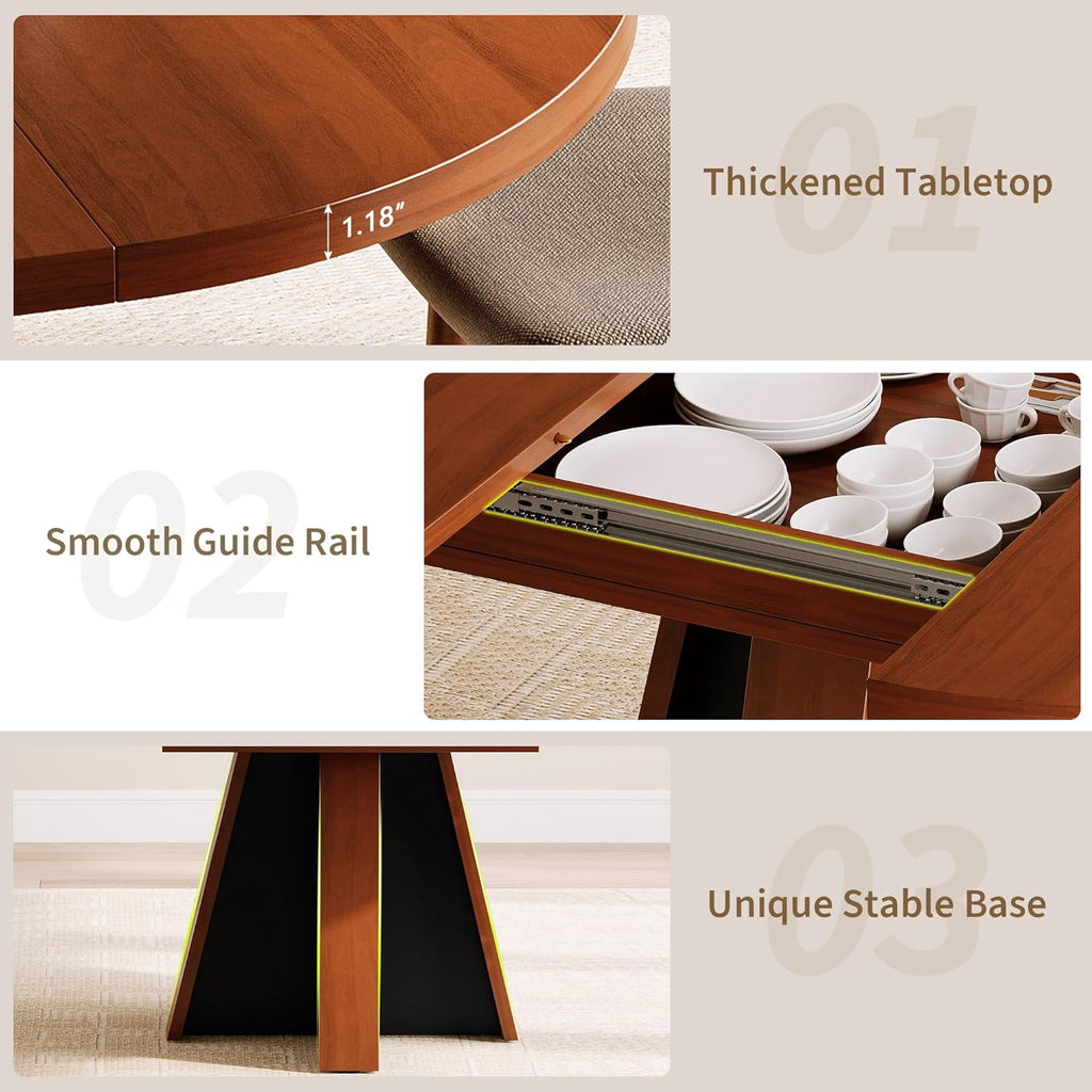 Laisnet 47 Round Dining Table for 6, Modern Wooden Dinner Table for Kitchen Living Room, Black
