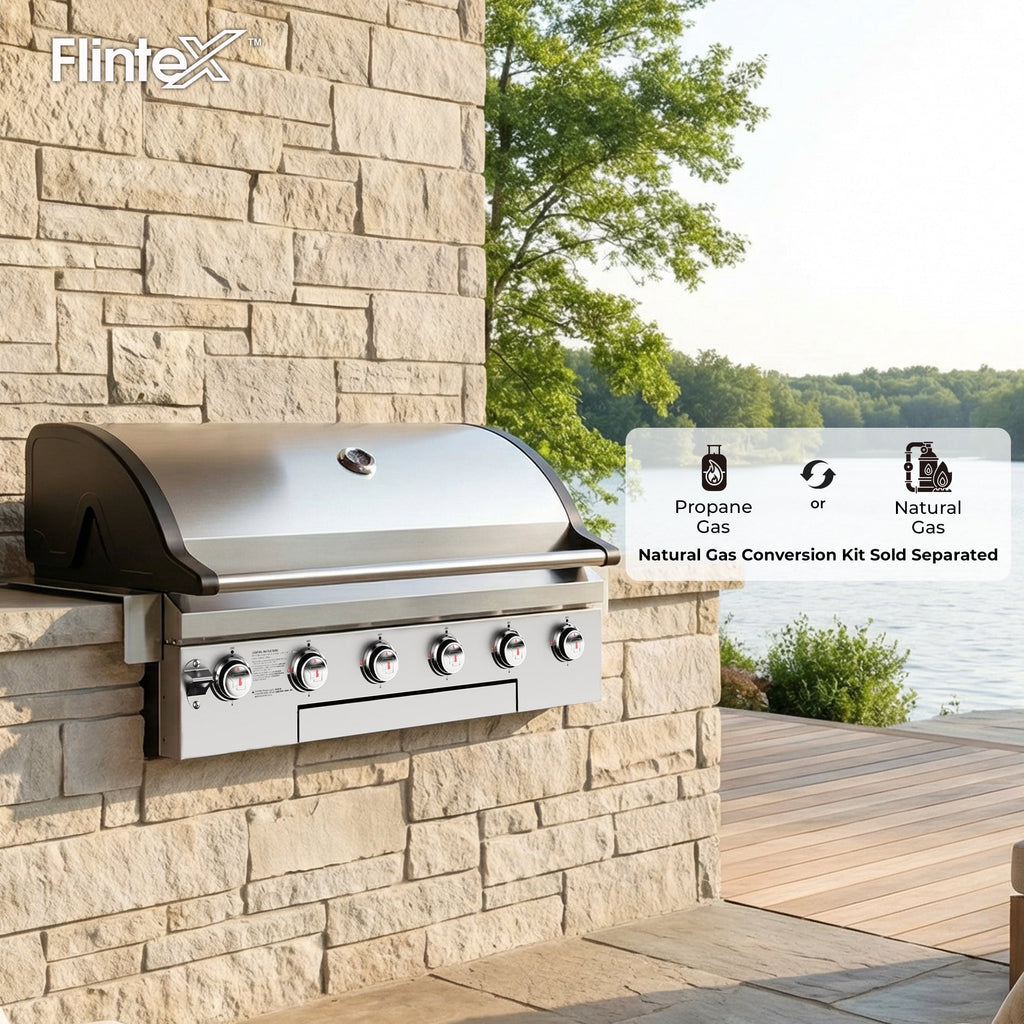 4 Burners Built-In Gas Grill, 40,000 BTU Outdoor Kitchen Grill with 653.2 Sq.in Cooking Area, LPG/NG, Perfect for Backyard BBQs