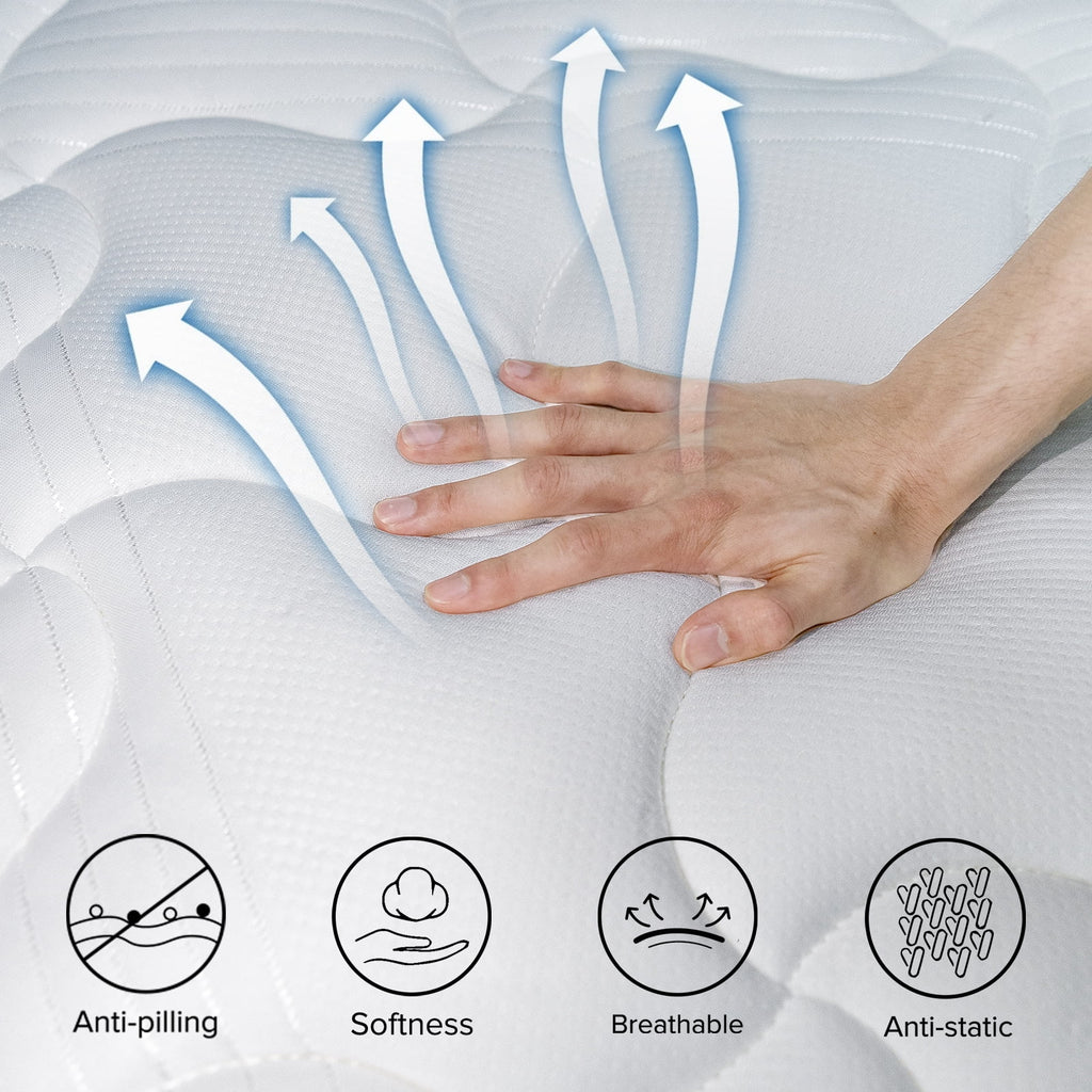 Babo Care 12 Inch Queen Mattress, Euro Top Hybrid Mattress, Medium Feel, Pocket Coils, Motion Isolation