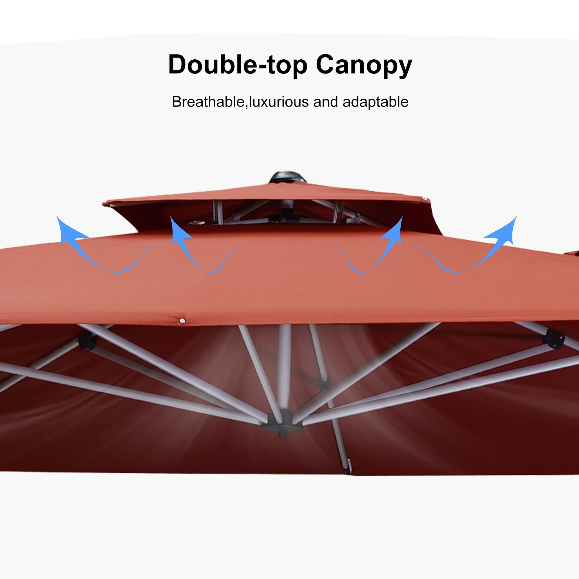 PURPLE LEAF 10 x 13FT Deluxe Rectangular Patio Umbrella, Large Offset Cantilever Umbrella with 360° Rotation, Gray