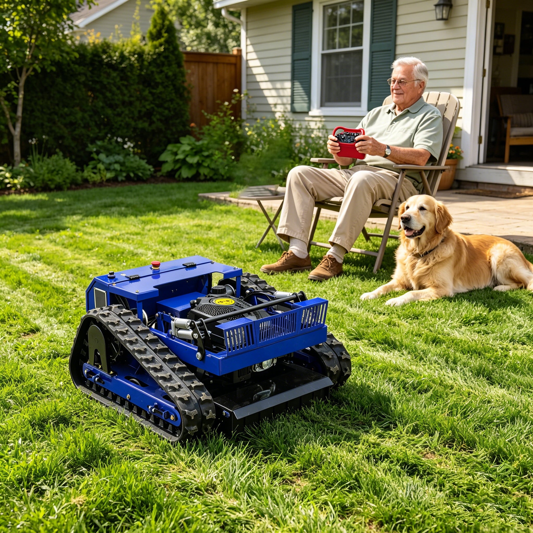 DeepKron Robotic Lawn Mower Gasoline Rato 225cc 9HP Remote Controlled Tracked Lawn Mower All-Terrain Robotor Mower Classic
