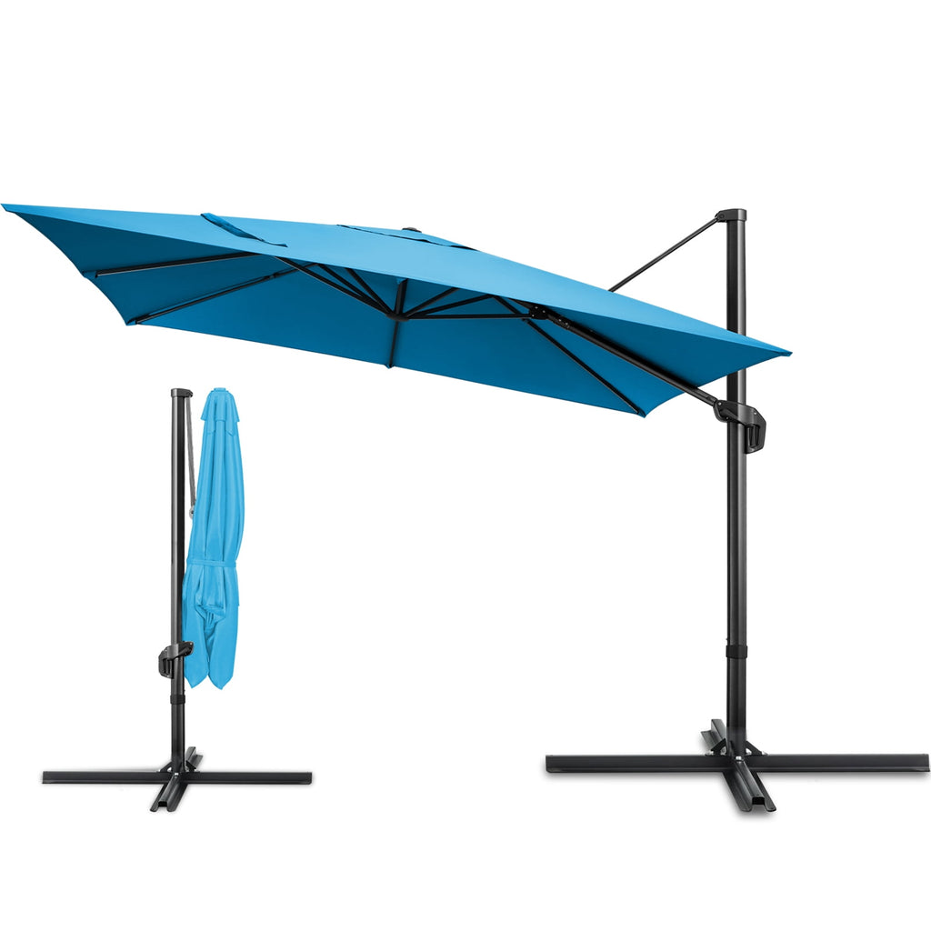 COBIZI 10x10ft Patio Cantilever Umbrella Double Roof Large Rectangular Deck Offset Umbrellas, Square Outdoor Patio Umbrella with 360°Rotation & Heavy-Duty Aluminum Frame,for Poolside Garden,Beige